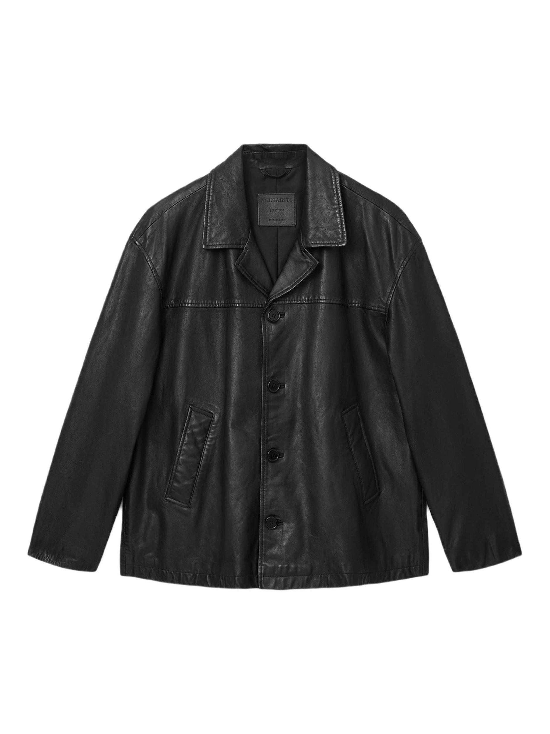 Product image 4 of 7, which shows AllSaints Bradwell Leather Jacket, Black, L