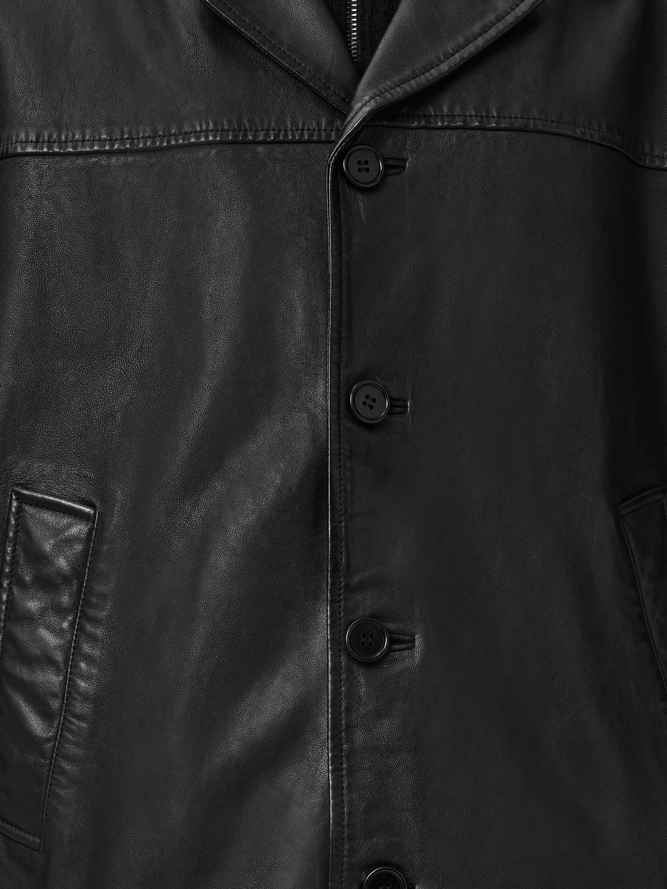 Product image 5 of 7, which shows AllSaints Bradwell Leather Jacket, Black, L