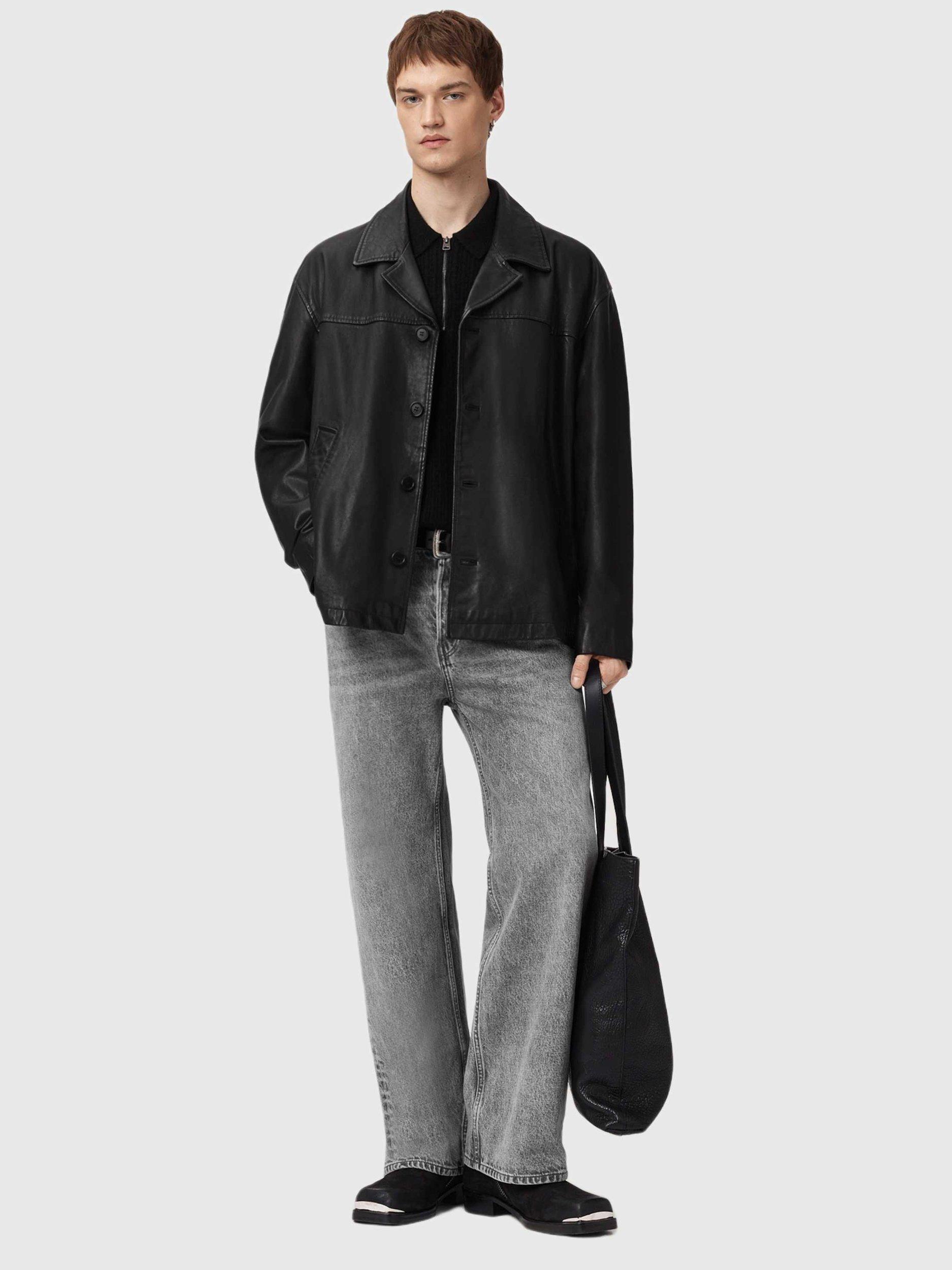Product image 6 of 7, which shows AllSaints Bradwell Leather Jacket, Black, L