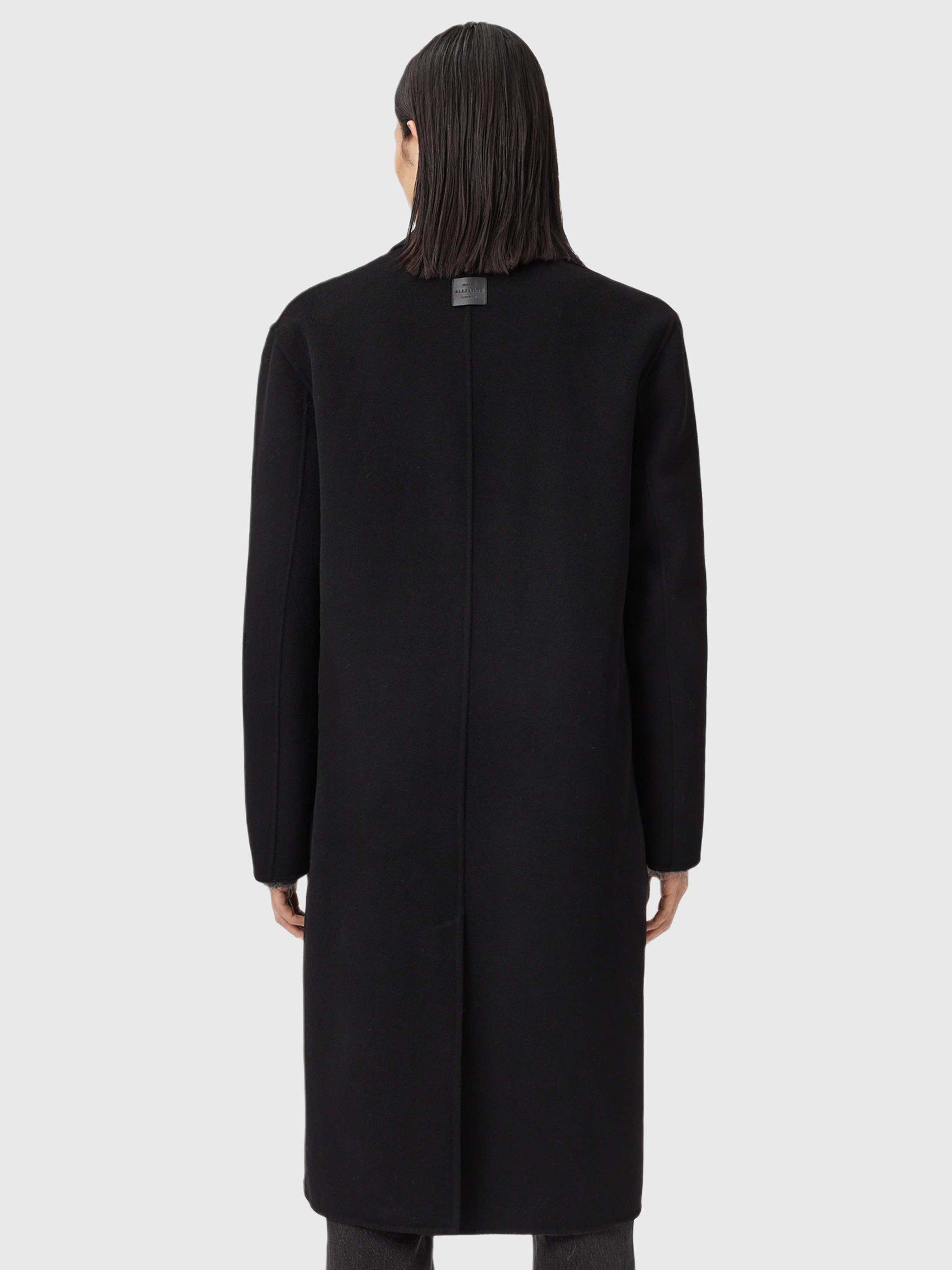 Product image 2 of 7, which shows AllSaints Brax Wool Blend Overcoat, Black, 36R