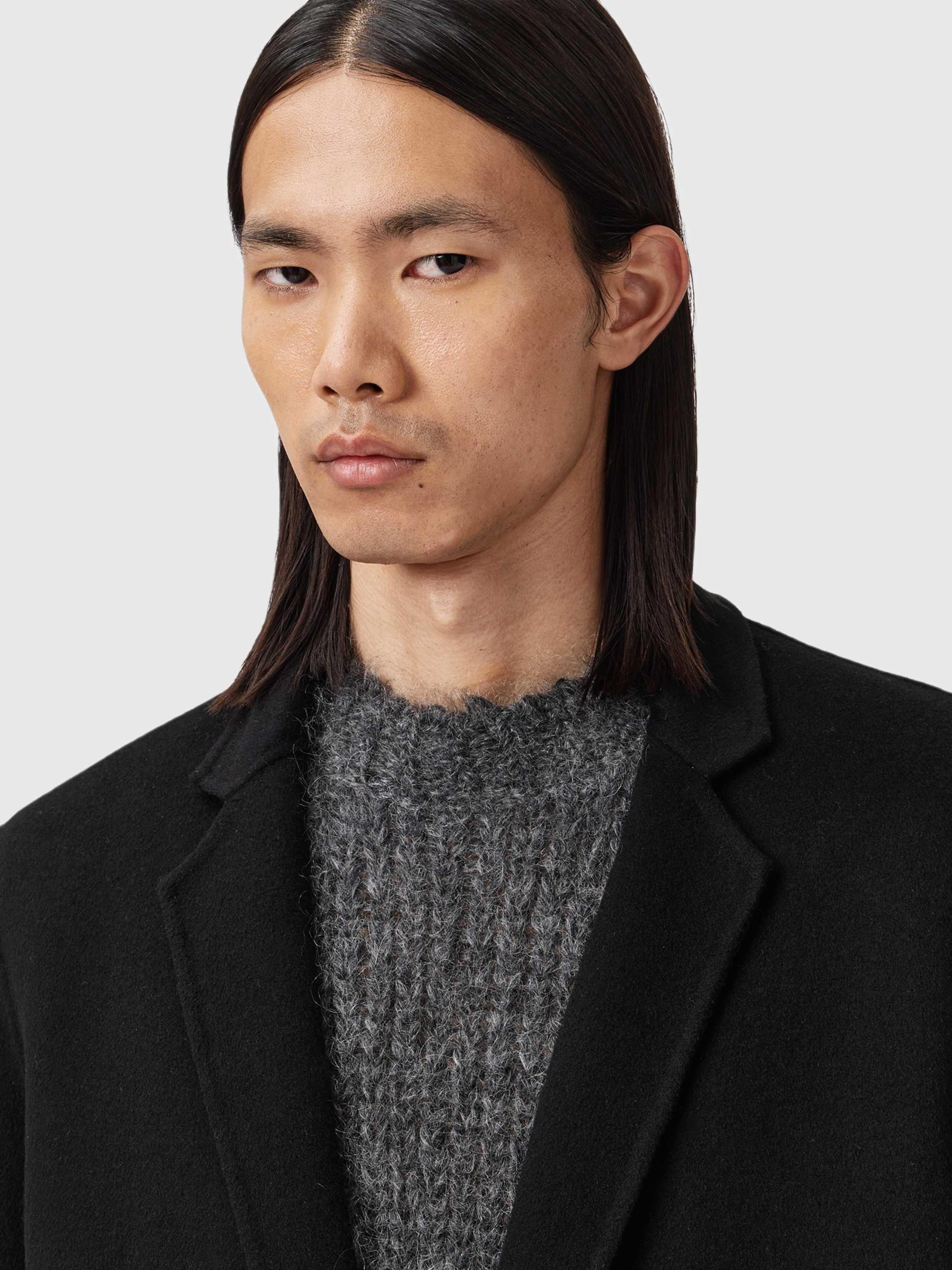 Product image 5 of 7, which shows AllSaints Brax Wool Blend Overcoat, Black, 36R