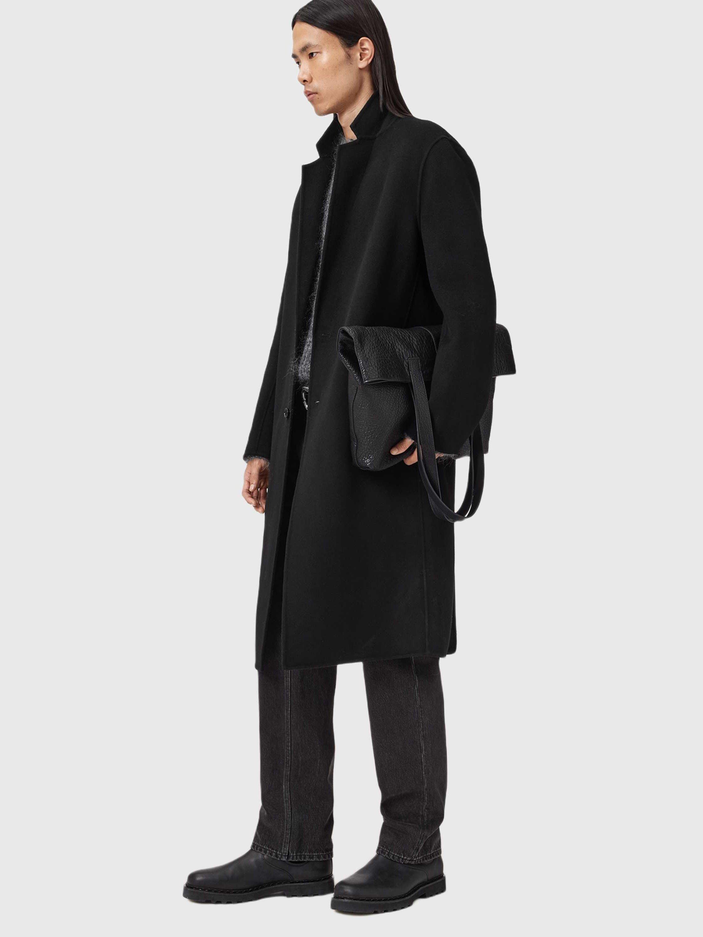Product image 7 of 7, which shows AllSaints Brax Wool Blend Overcoat, Black, 36R