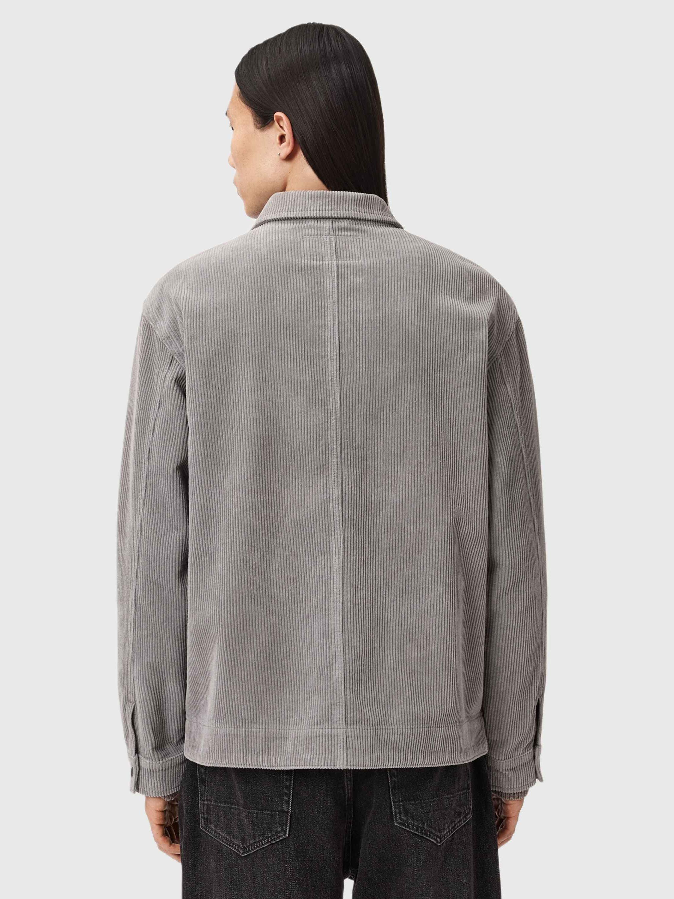 Product image 2 of 6, which shows AllSaints Castleford Organic Cotton Shacket, Grey, L