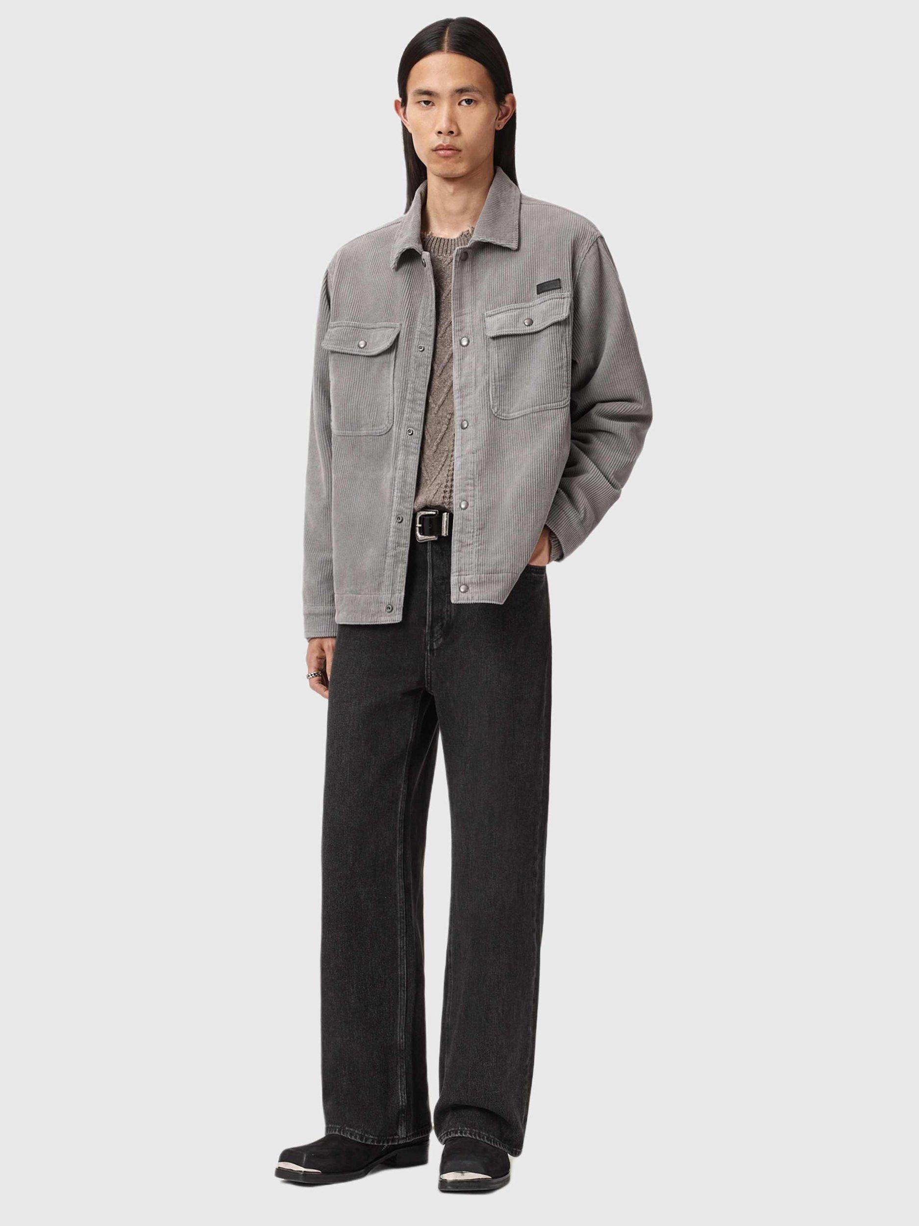 Product image 3 of 6, which shows AllSaints Castleford Organic Cotton Shacket, Grey, L