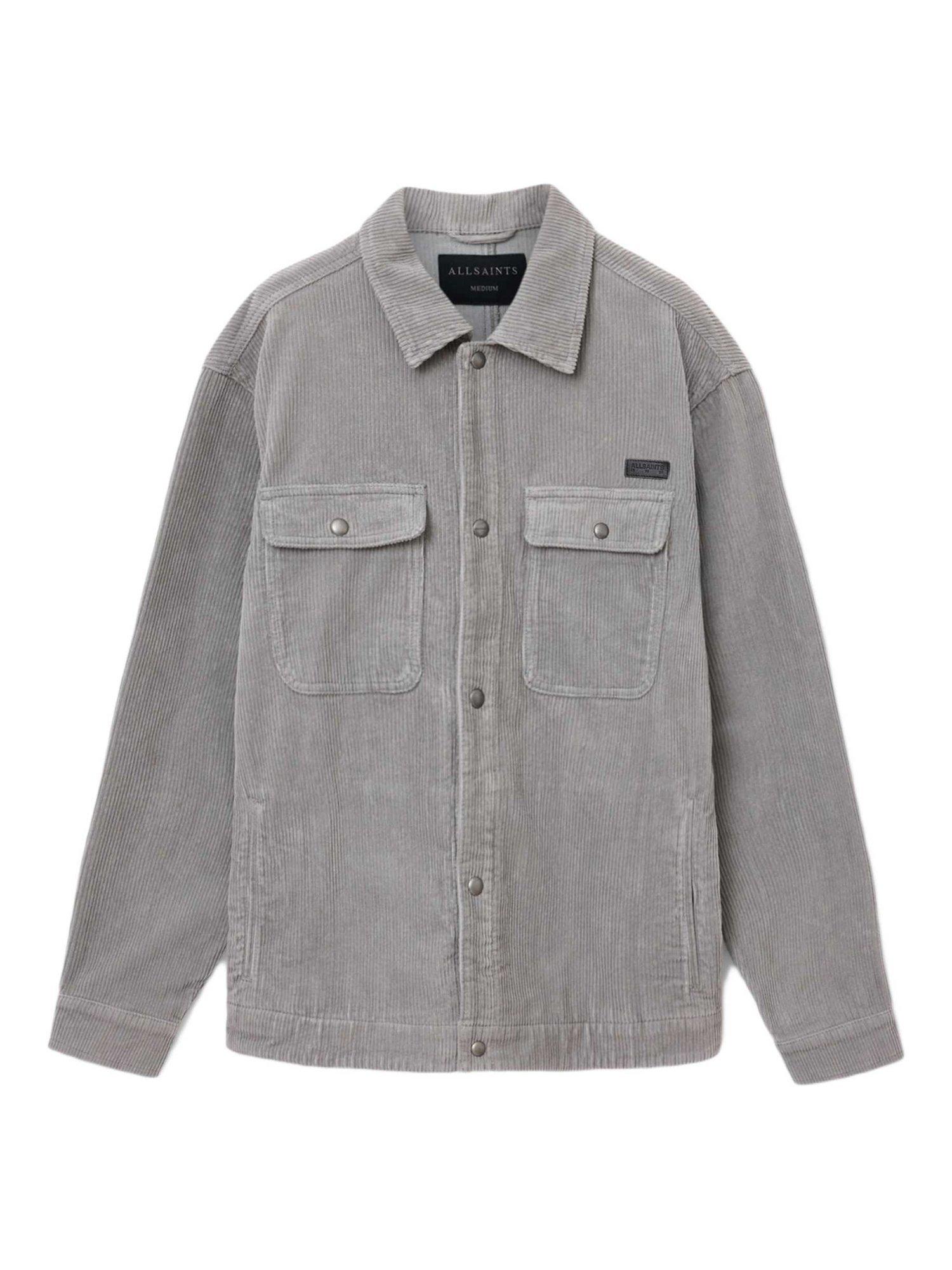 Product image 4 of 6, which shows AllSaints Castleford Organic Cotton Shacket, Grey, L