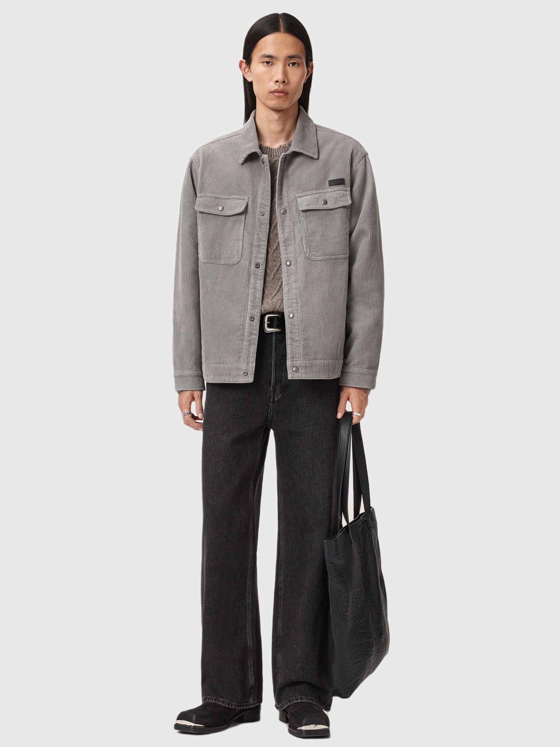 Product image 6 of 6, which shows AllSaints Castleford Organic Cotton Shacket, Grey, L