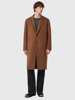 AllSaints Brax Wool Blend Overcoat, Brown