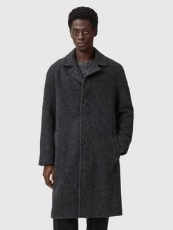 AllSaints Duke Wool Blend Overcoat, Grey Charcoal