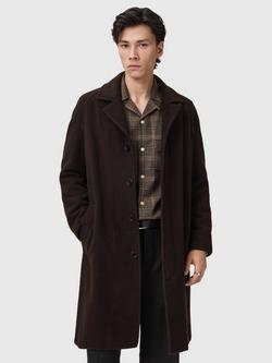 AllSaints Duke Wool Blend Overcoat, Brown
