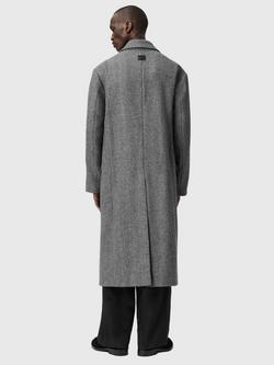 AllSaints Ezra Wool Herringbone Overcoat - view 2, Black/Multi