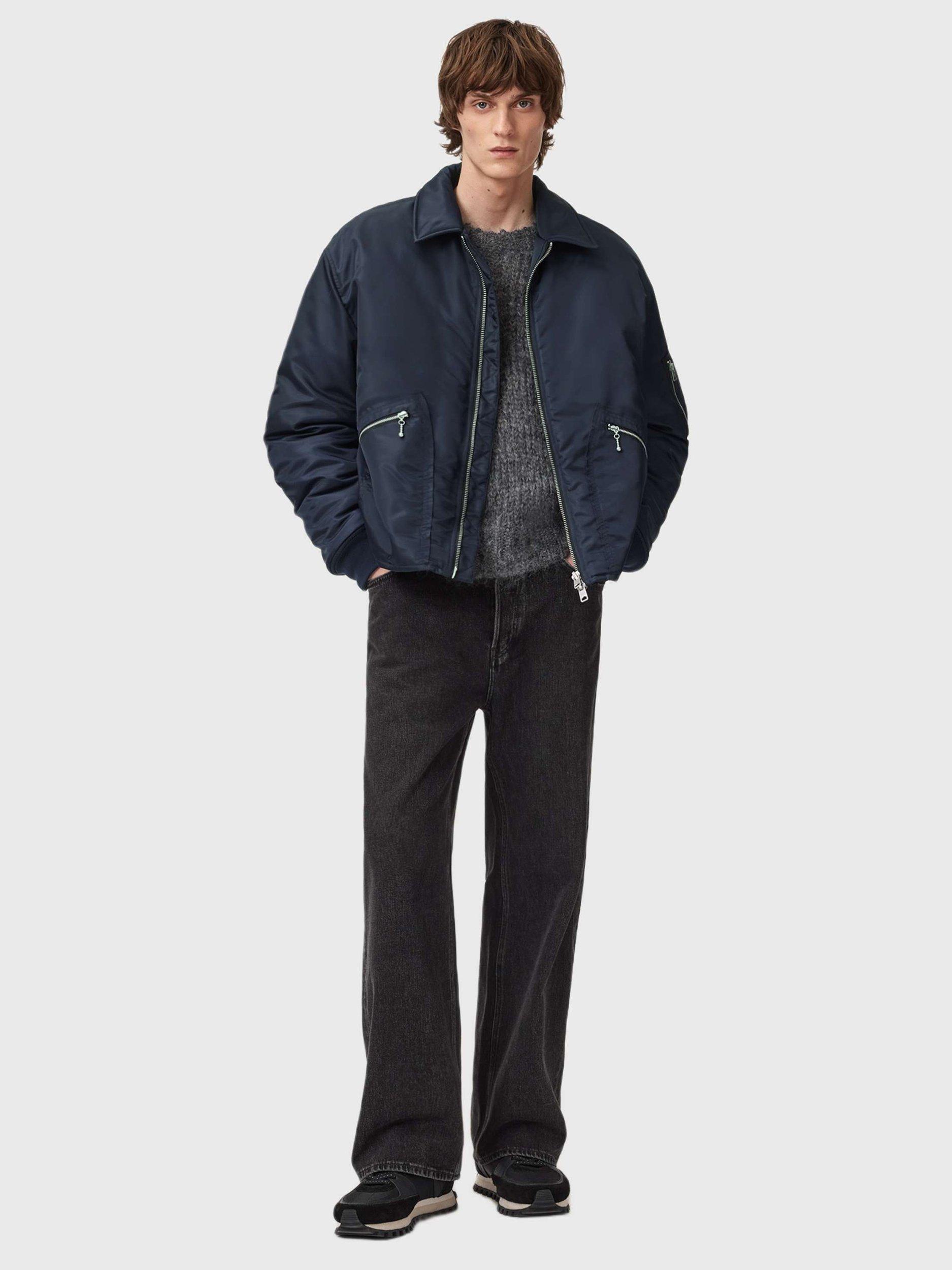 Product image 3 of 5, which shows AllSaints Fallon Bomber Jacket, Blue, L