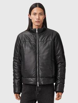 AllSaints Furse Leather Puffer Jacket, Black, Black