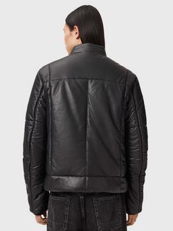 AllSaints Furse Leather Puffer Jacket, Black - view 2, Black