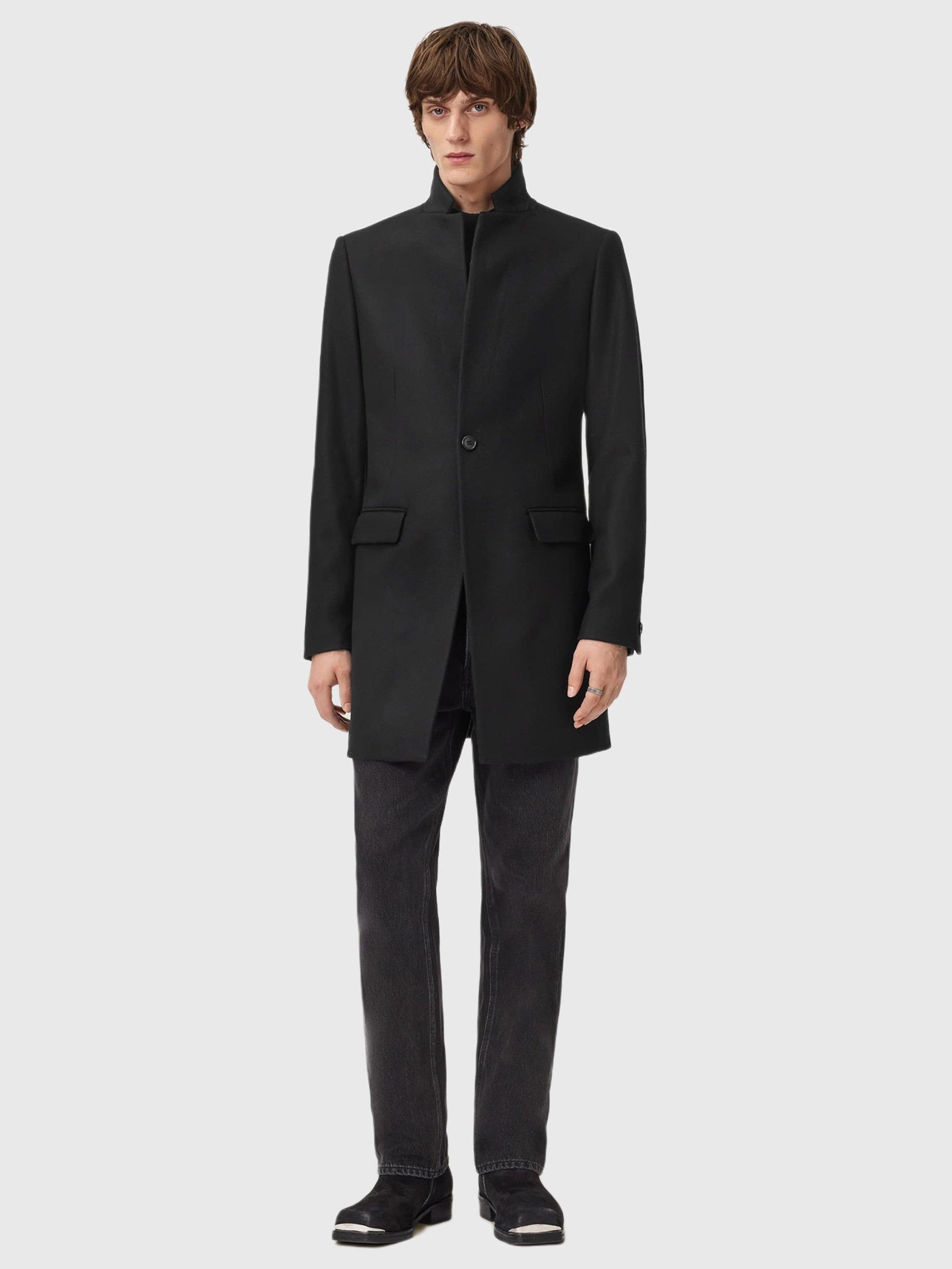 Product image 3 of 8, which shows AllSaints Haydon Wool Blend Overcoat, Black, 34R