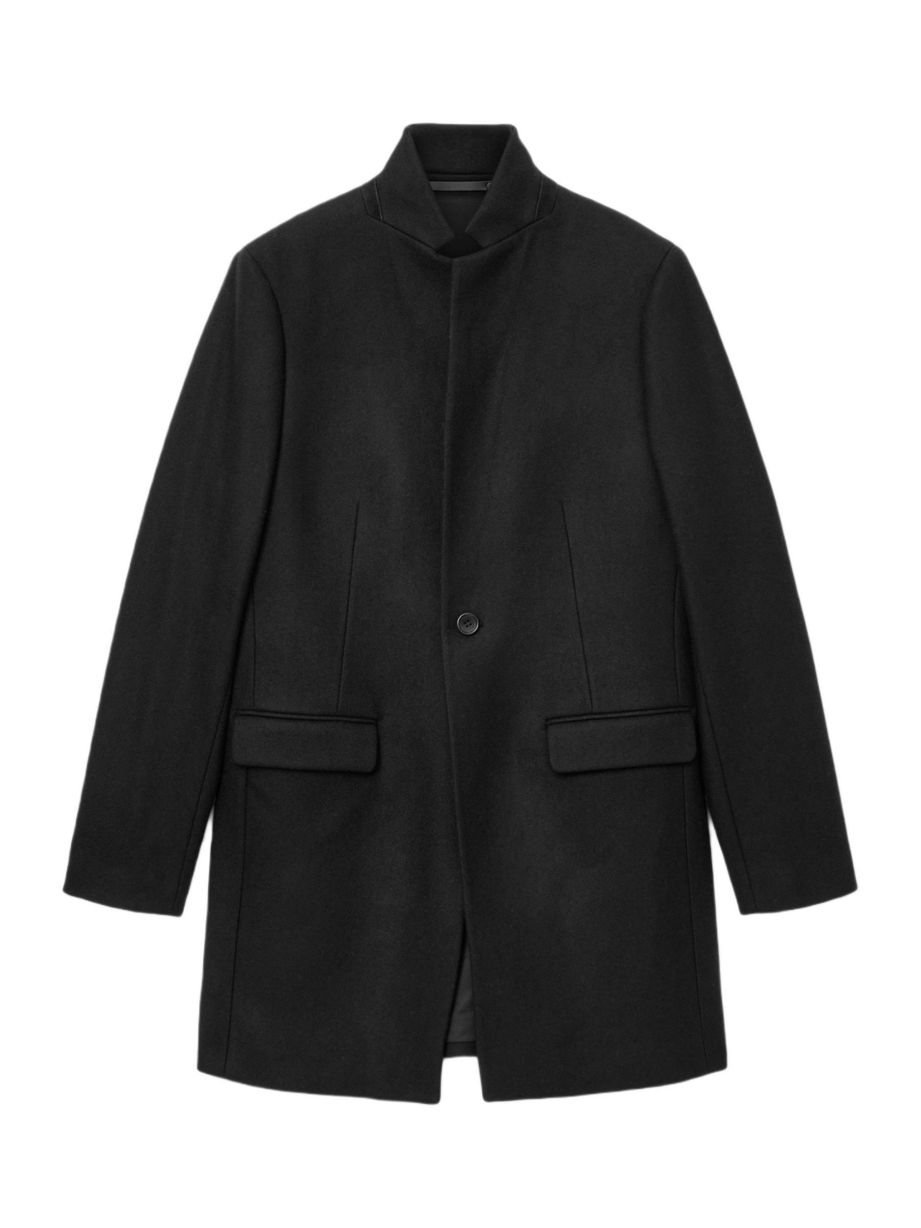 Product image 4 of 8, which shows AllSaints Haydon Wool Blend Overcoat, Black, 34R