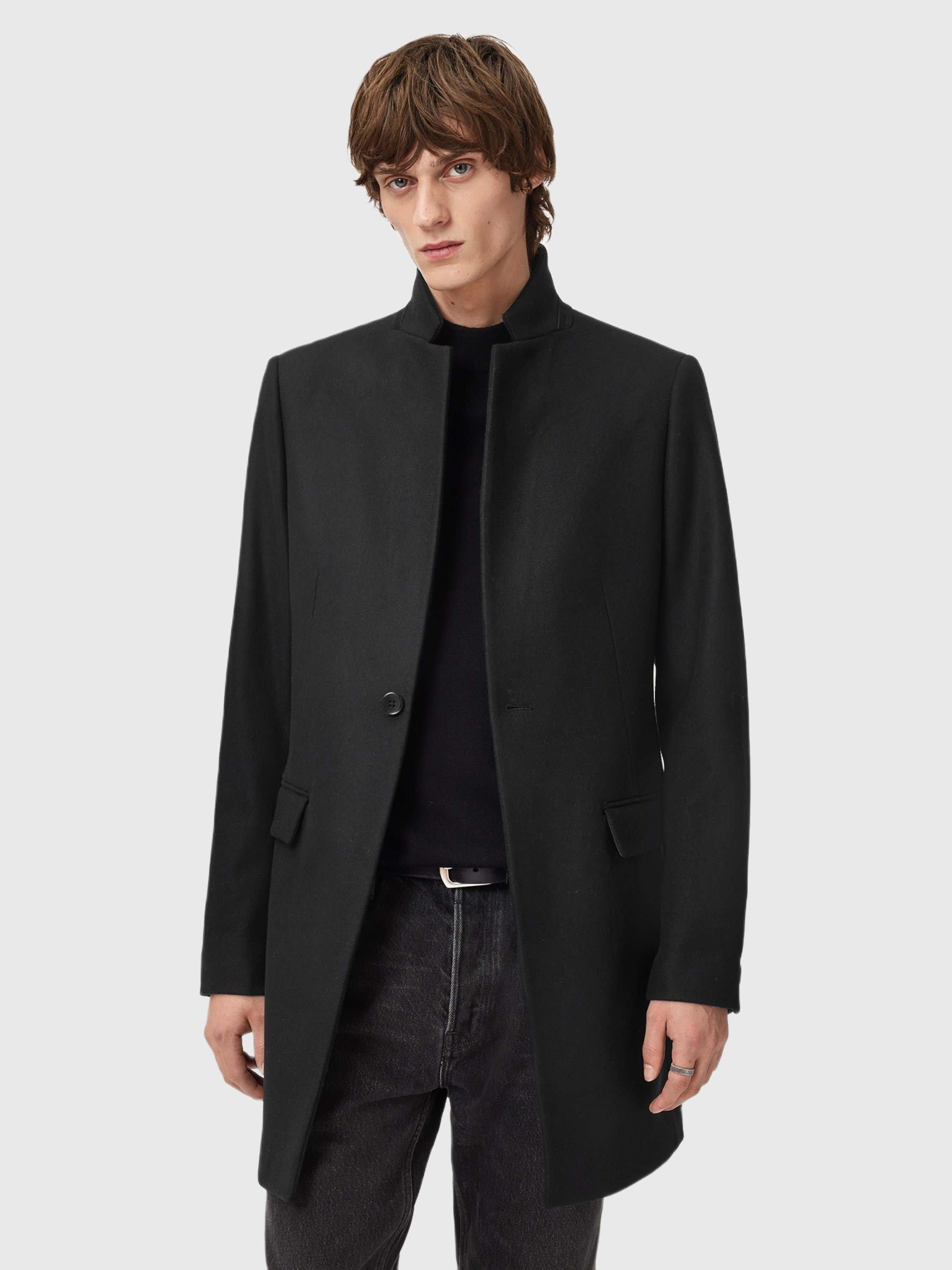 Product image 5 of 8, which shows AllSaints Haydon Wool Blend Overcoat, Black, 34R