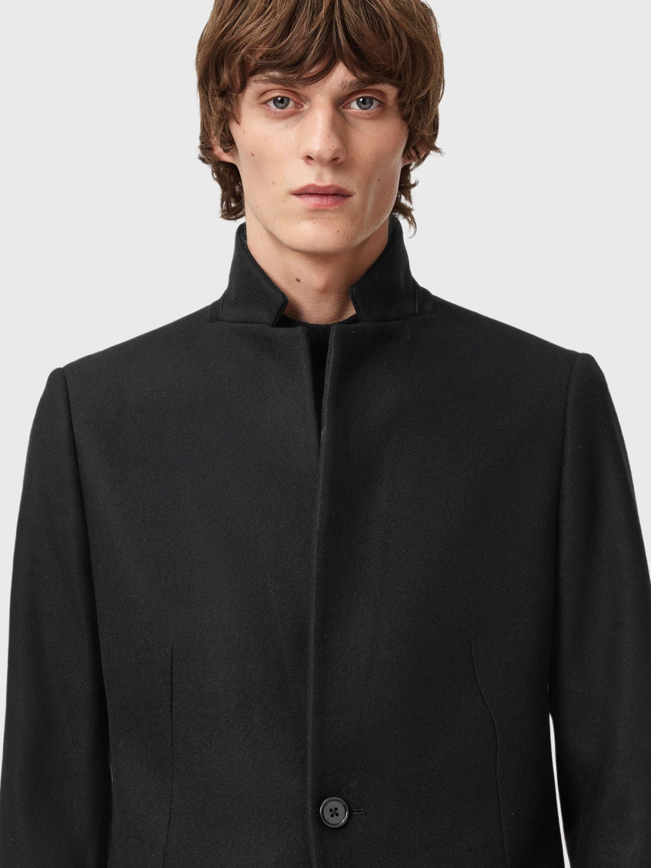 Product image 6 of 8, which shows AllSaints Haydon Wool Blend Overcoat, Black, 34R