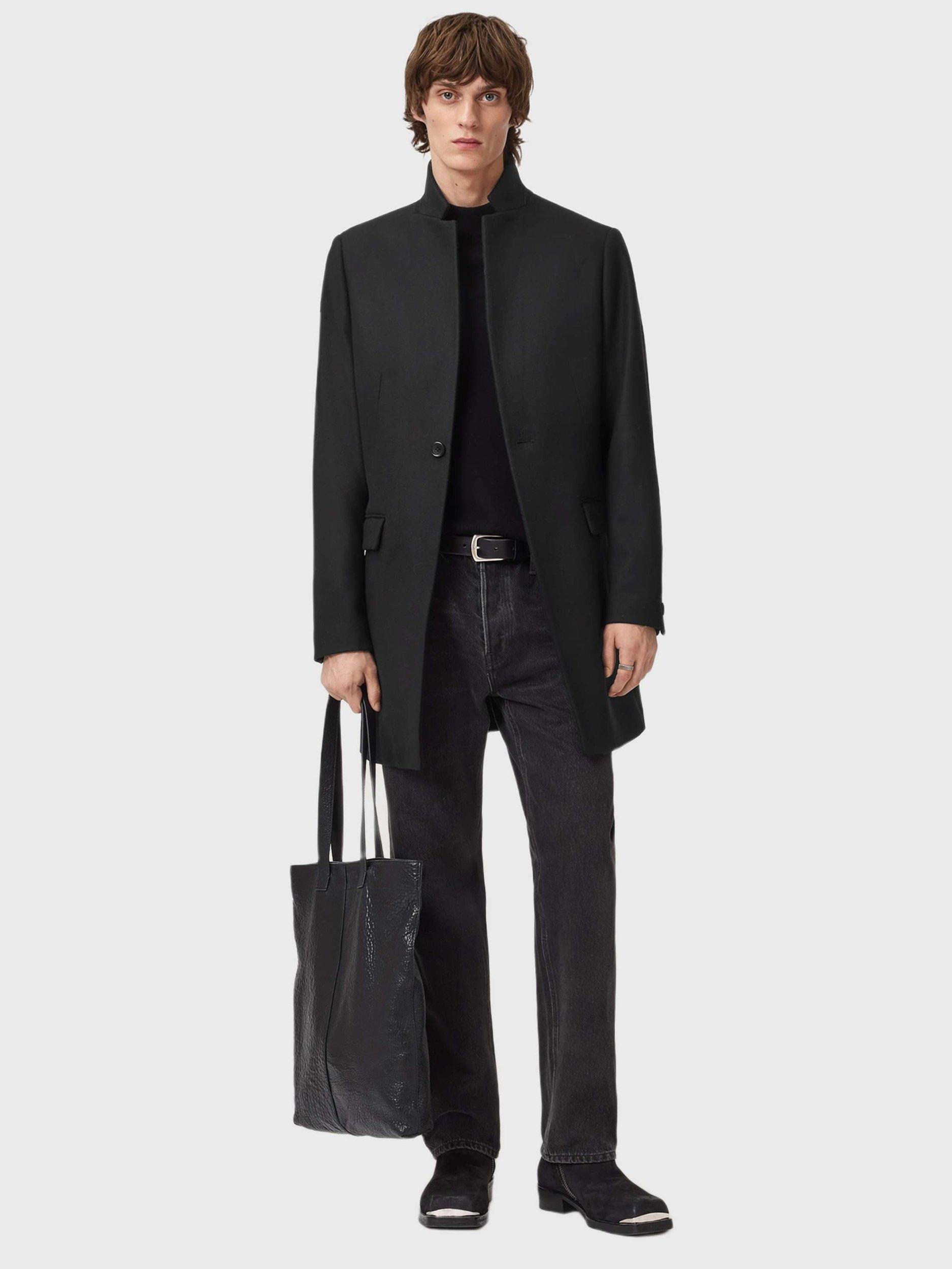 Product image 7 of 8, which shows AllSaints Haydon Wool Blend Overcoat, Black, 34R