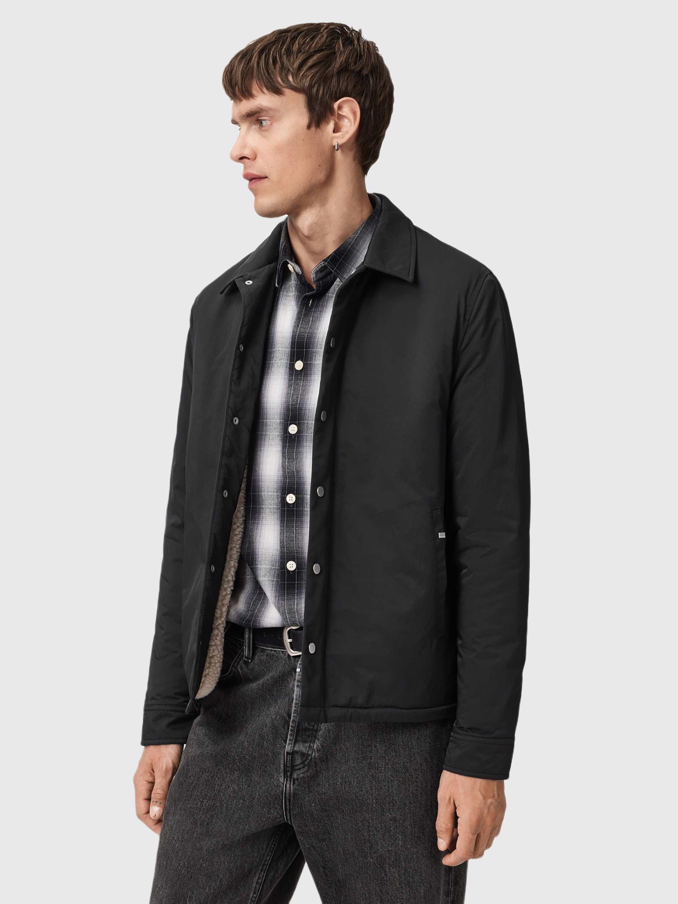 Product image 7 of 7, which shows AllSaints Longhaul Shacket, Black, L