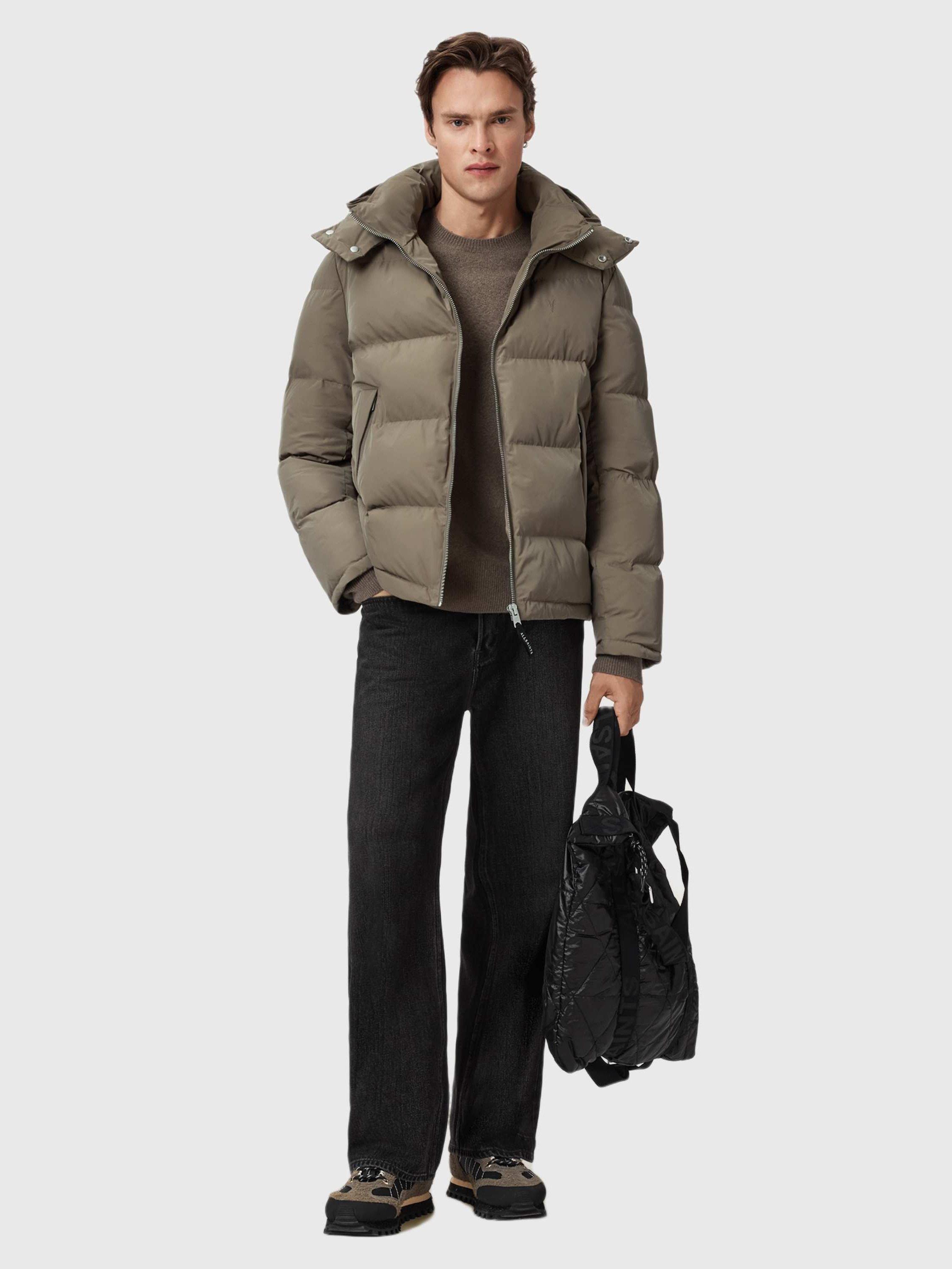 Product image 6 of 8, which shows AllSaints Marlo Relaxed Quilted Puffer Jacket, Gull Brown, L