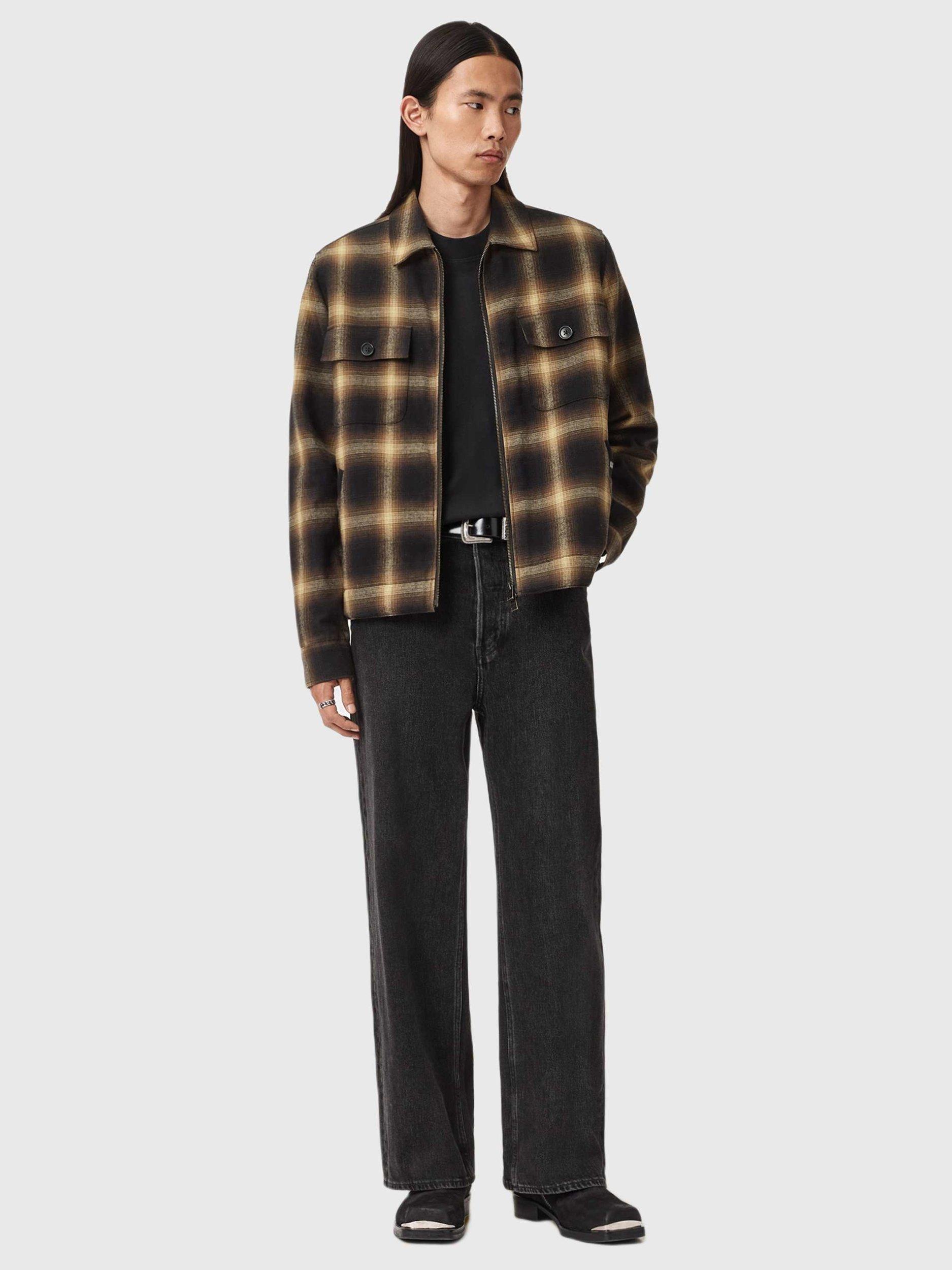 Product image 3 of 9, which shows AllSaints Mathers Cotton Blend Relaxed Checked Shacket, Trail Brown, L