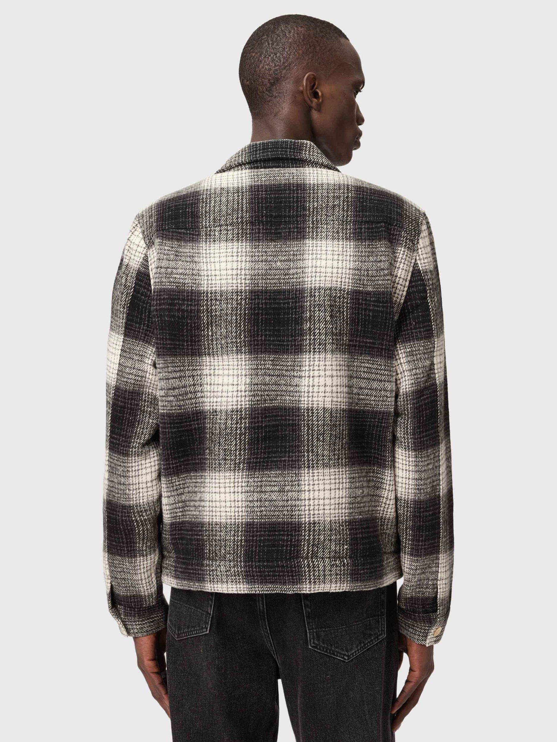 Product image 2 of 7, which shows AllSaints Matheson Organic Cotton Shacket, Black/Off White, XS