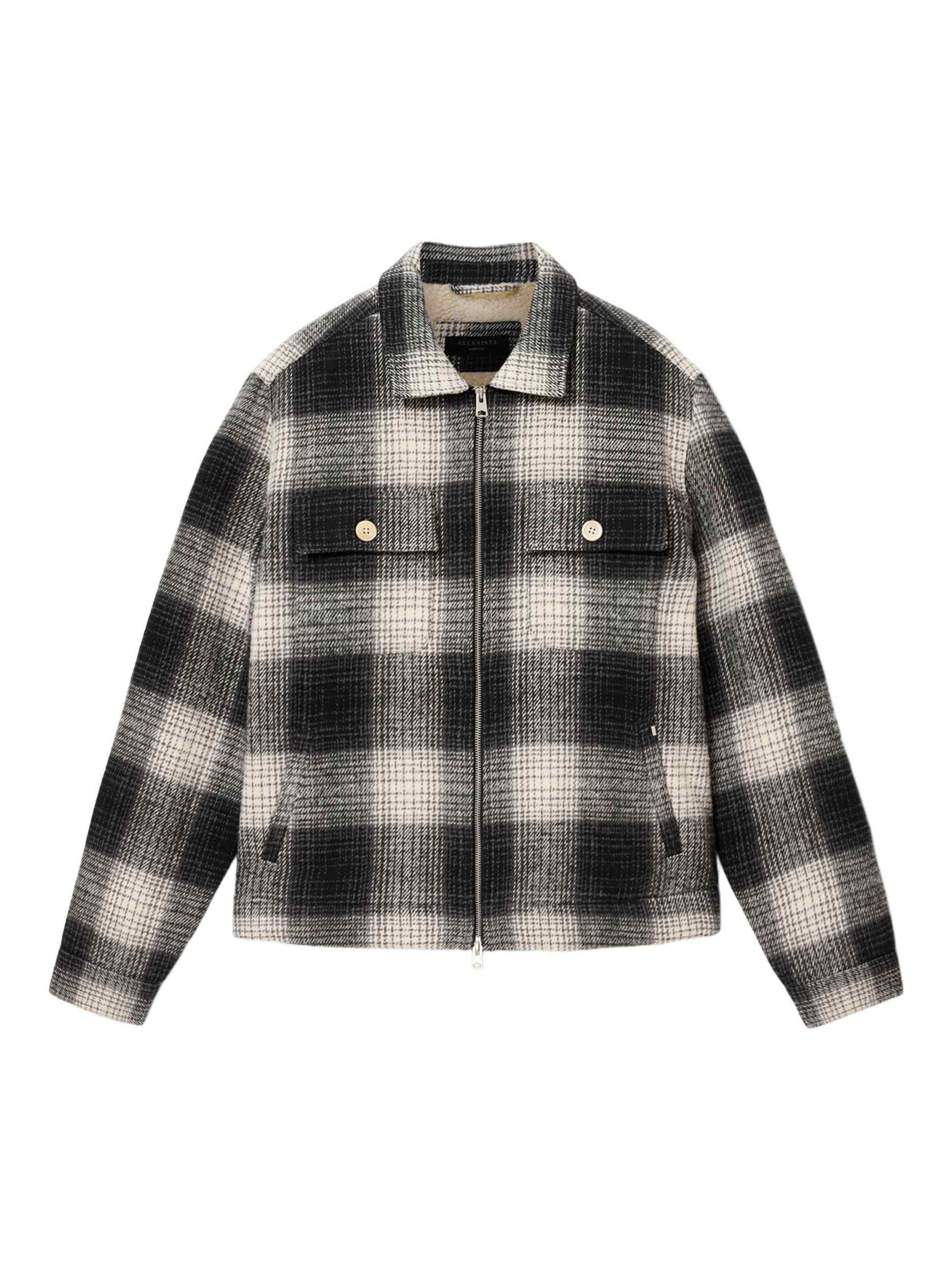 Product image 4 of 7, which shows AllSaints Matheson Organic Cotton Shacket, Black/Off White, XS