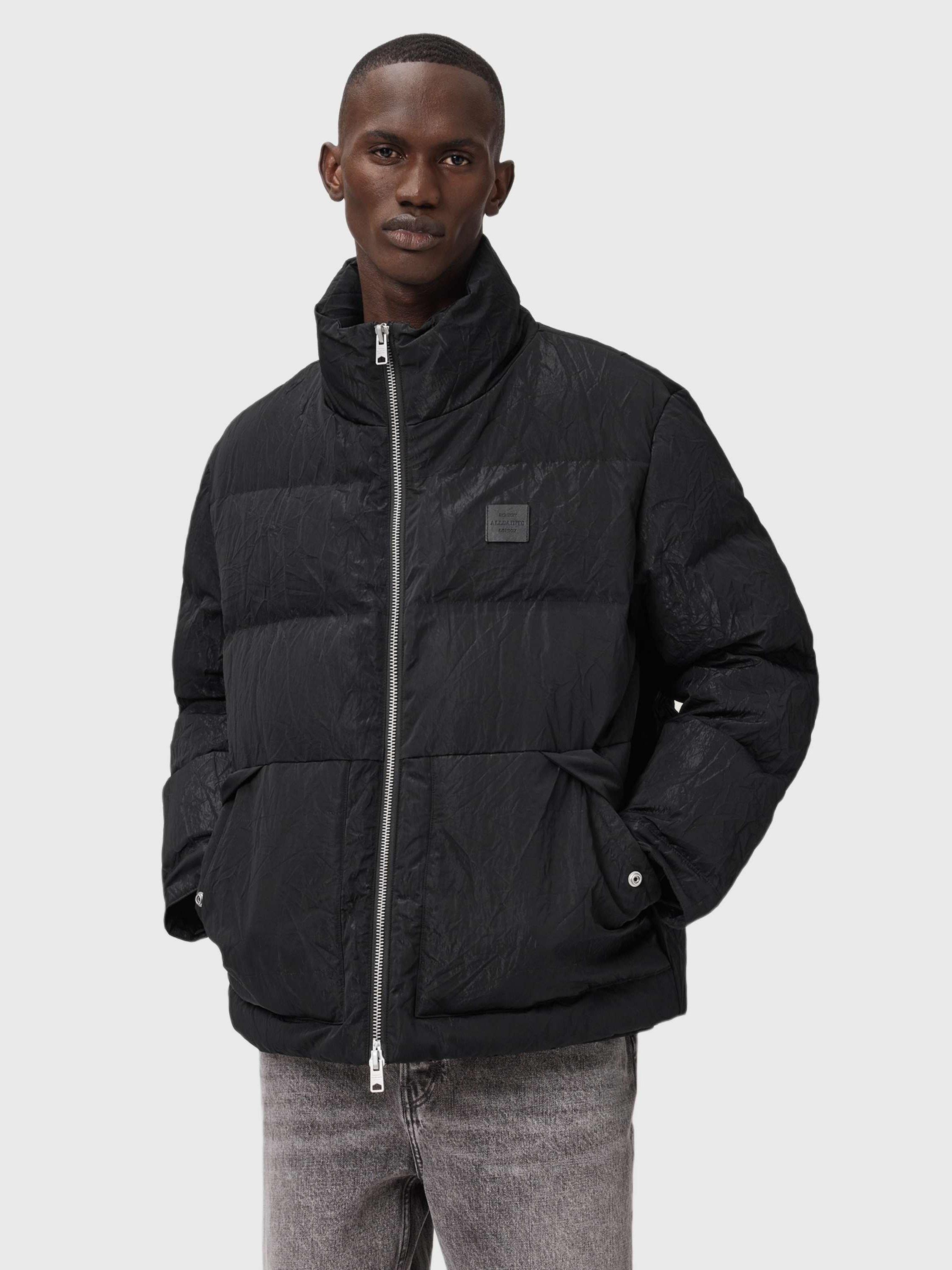 Product image 1 of 7, which shows AllSaints Pulse Quilted Zip Front Jacket, Black, L