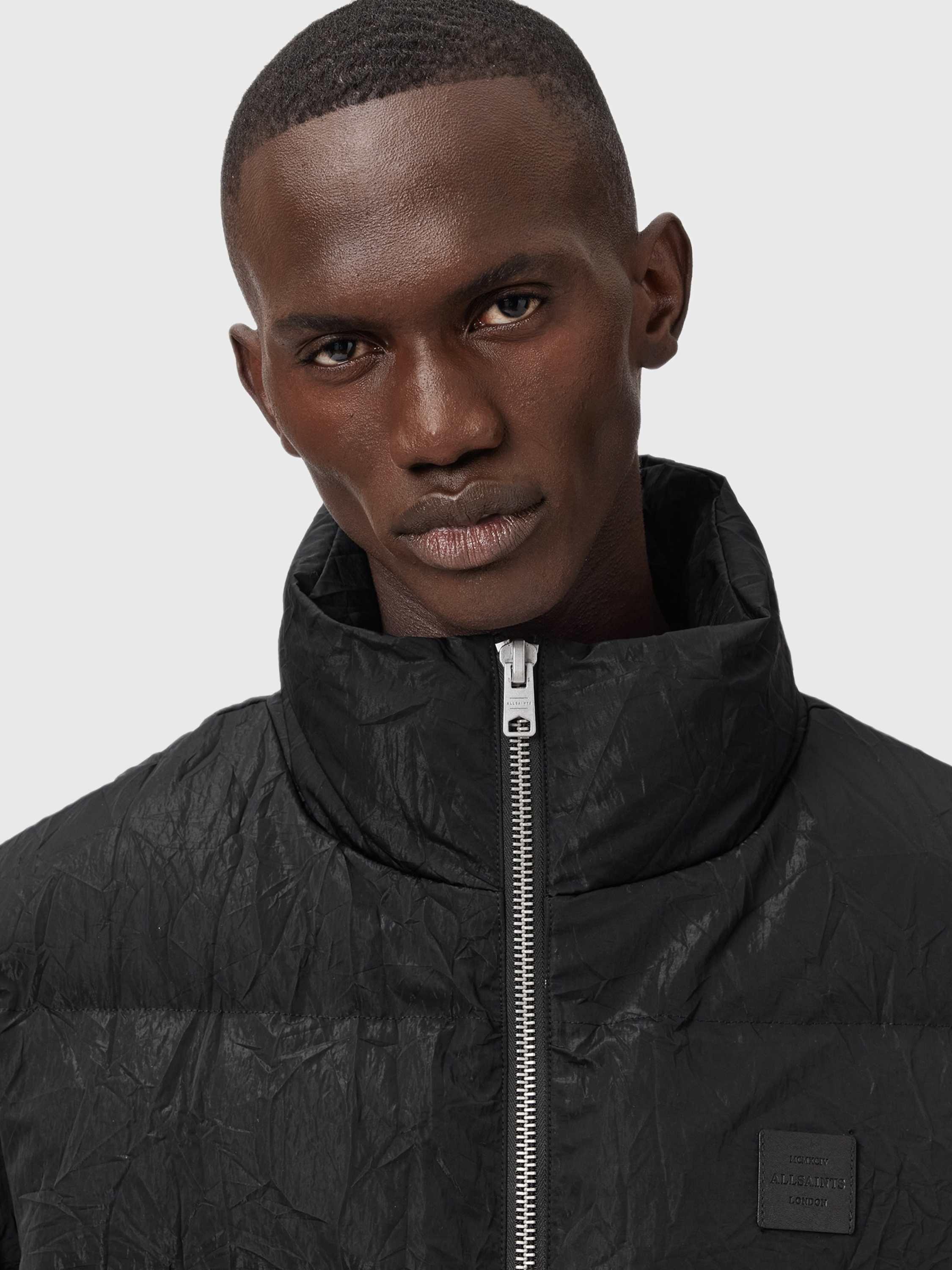Product image 5 of 7, which shows AllSaints Pulse Quilted Zip Front Jacket, Black, L