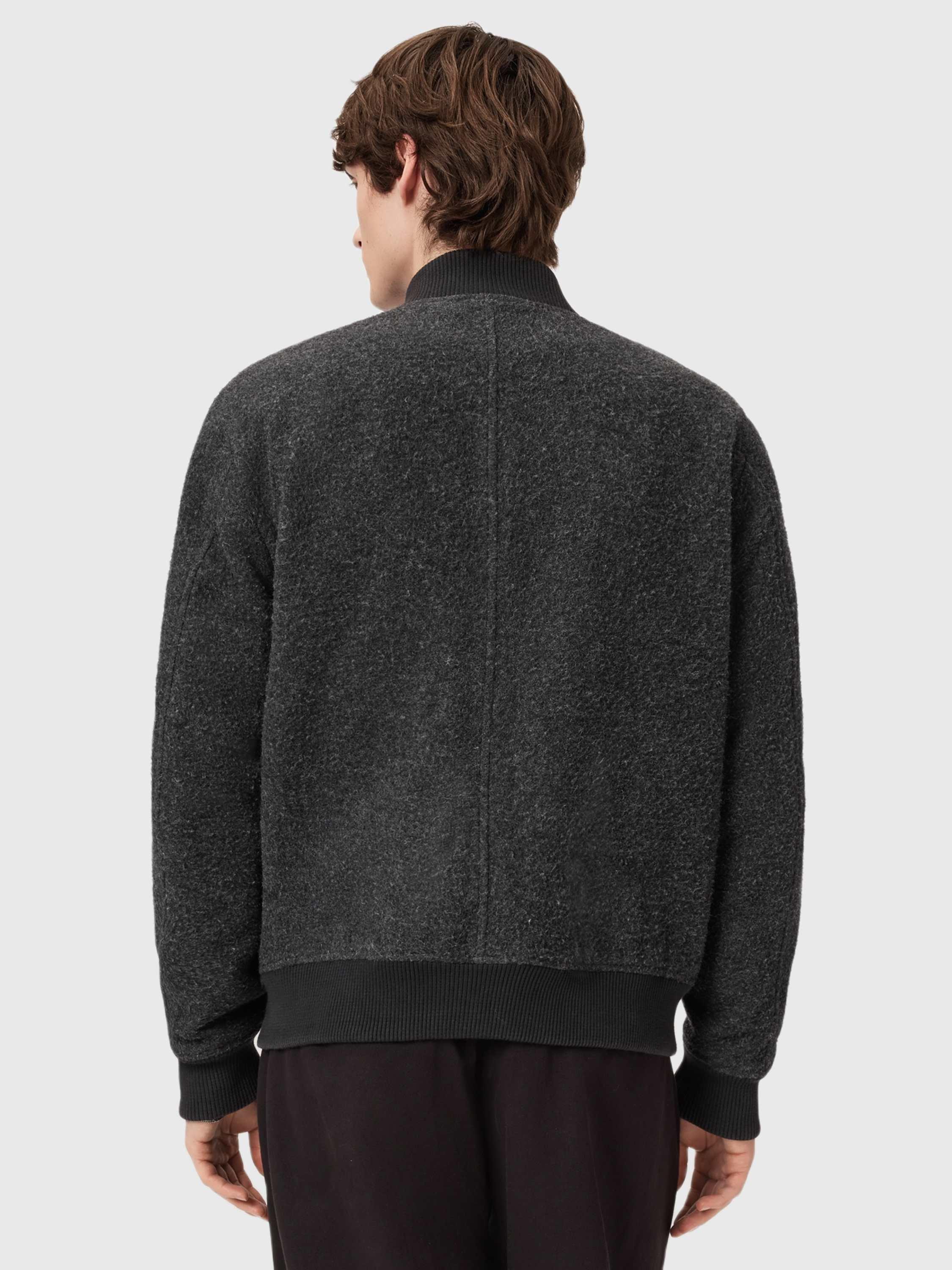 Product image 2 of 8, which shows AllSaints Saku Wool Blend Bomber Jacket, Grey Charcoal, L