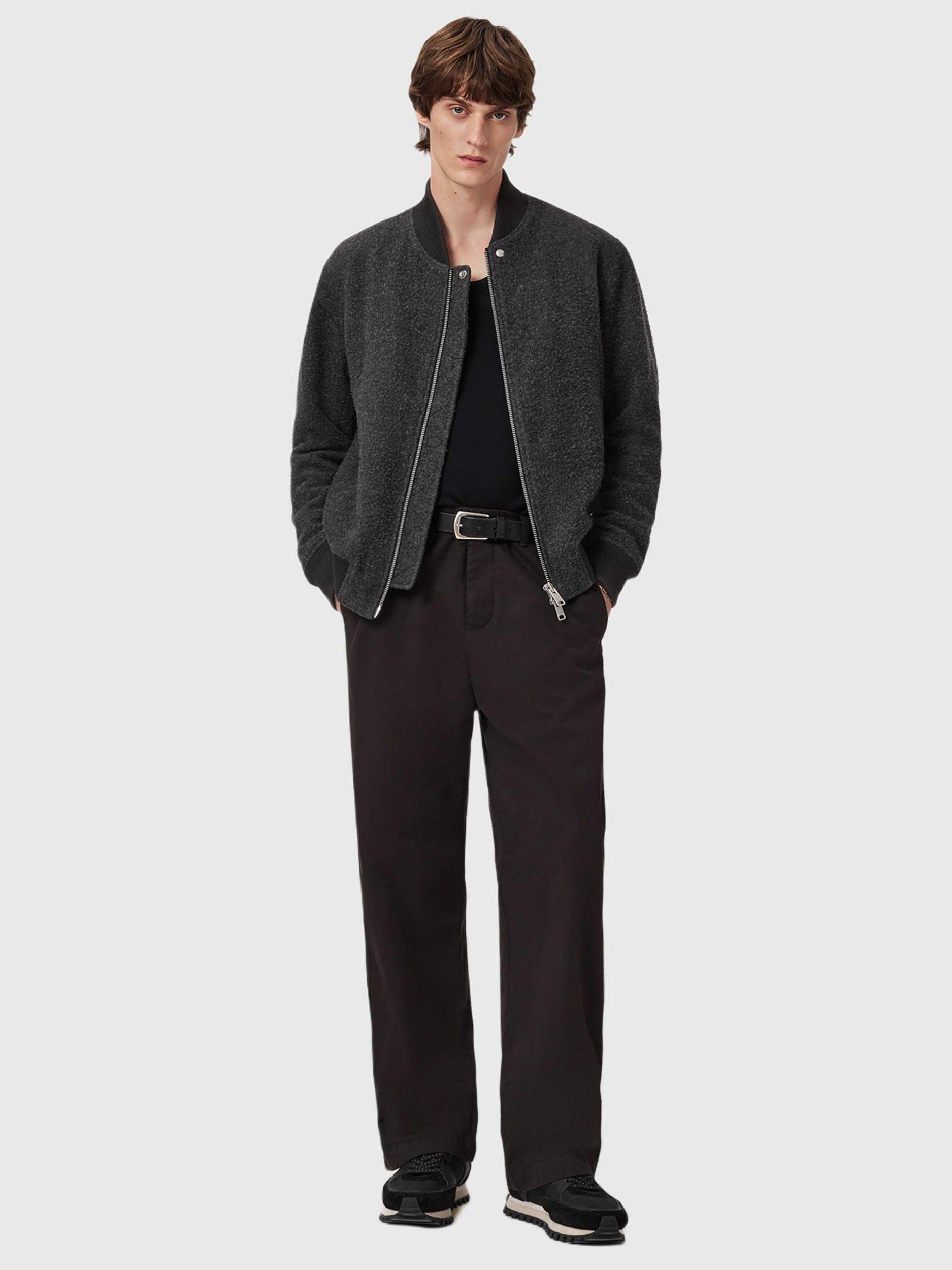 Product image 3 of 8, which shows AllSaints Saku Wool Blend Bomber Jacket, Grey Charcoal, L