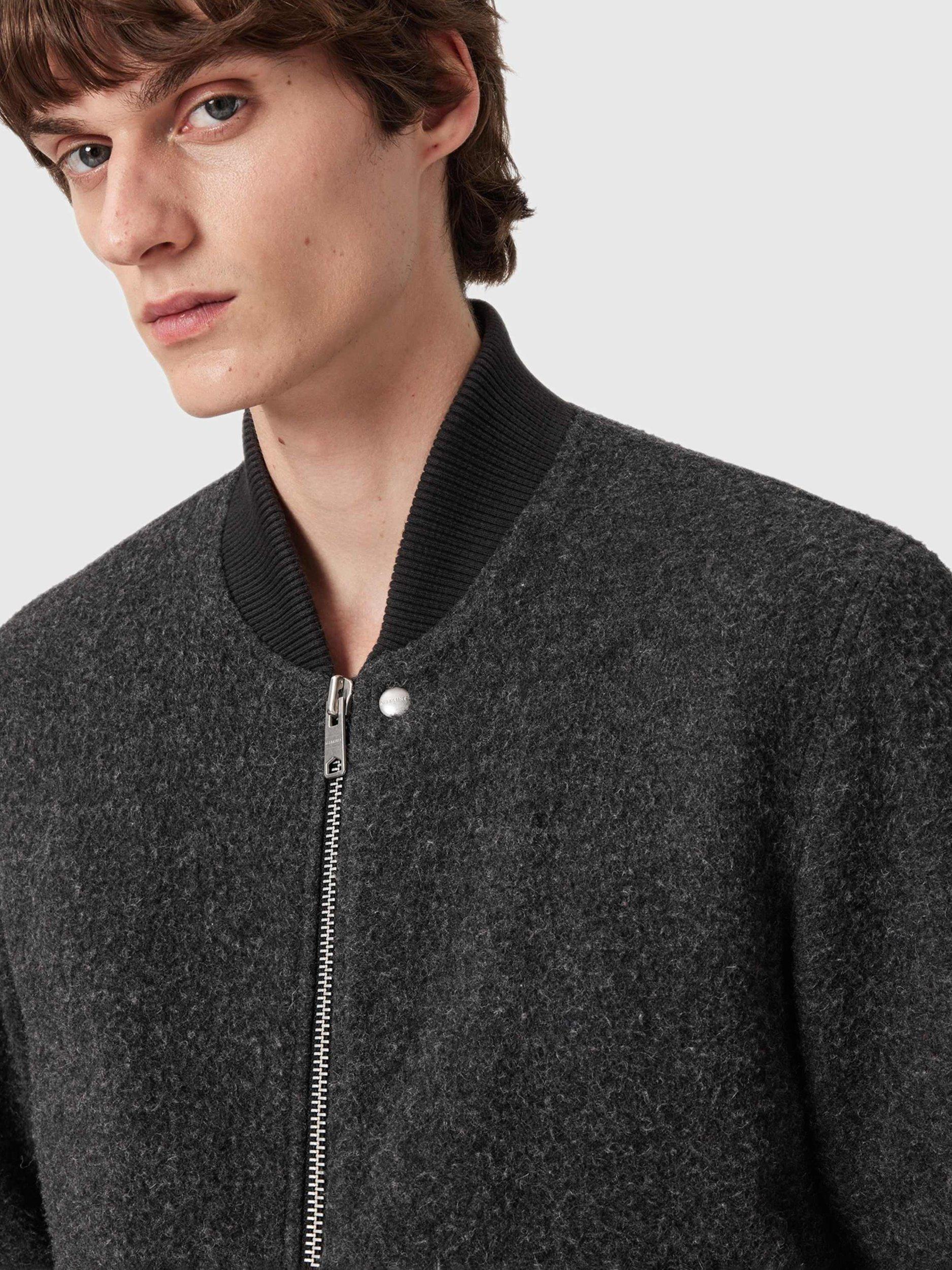 Product image 6 of 8, which shows AllSaints Saku Wool Blend Bomber Jacket, Grey Charcoal, L