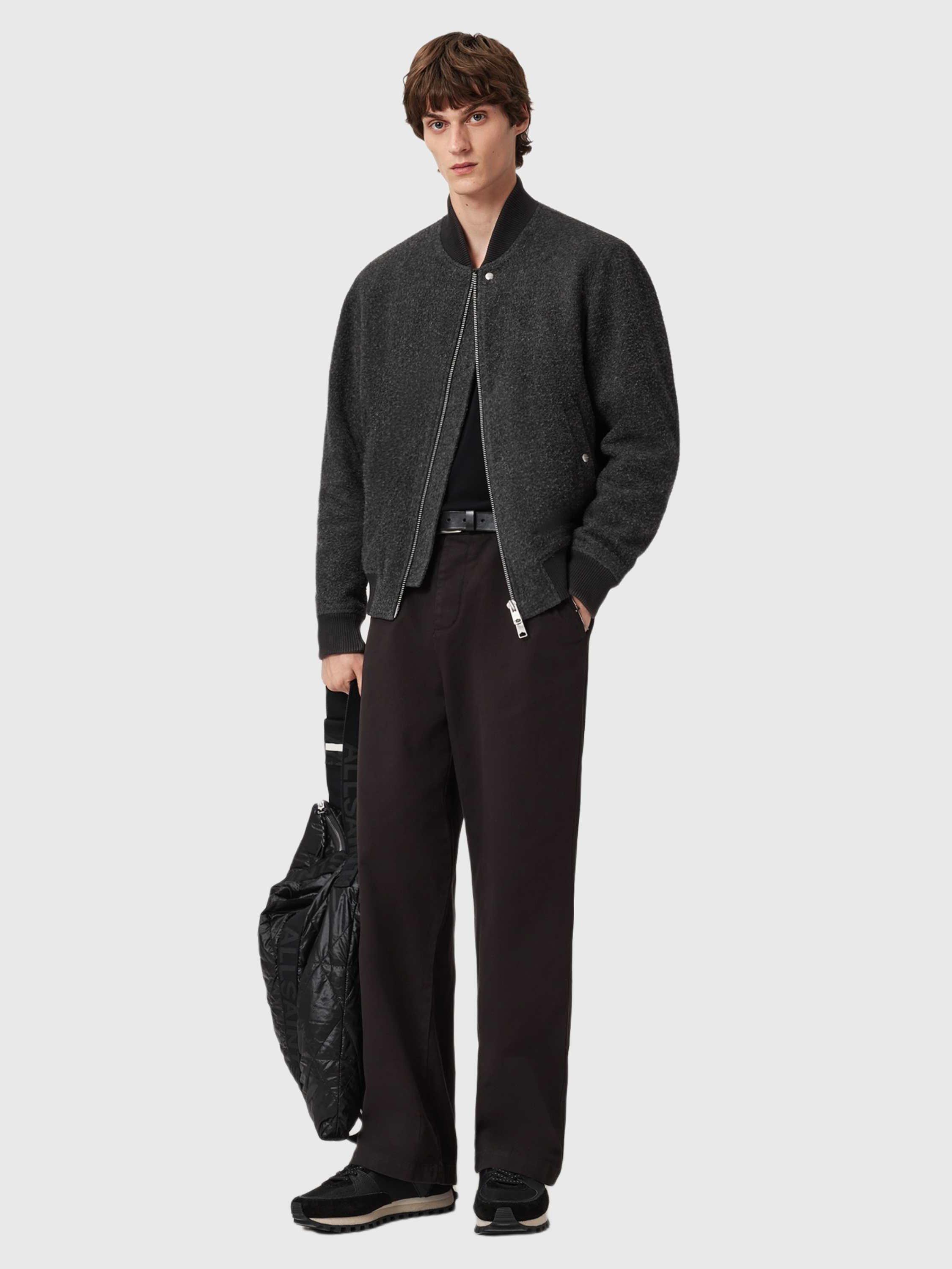 Product image 7 of 8, which shows AllSaints Saku Wool Blend Bomber Jacket, Grey Charcoal, L