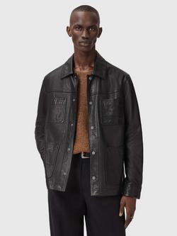 AllSaints Saxon Leather Jacket, Black