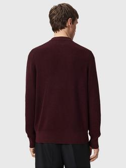 AllSaints Aspen Cotton Blend Long Sleeve Polo Shirt - view 2, Bronzed Red