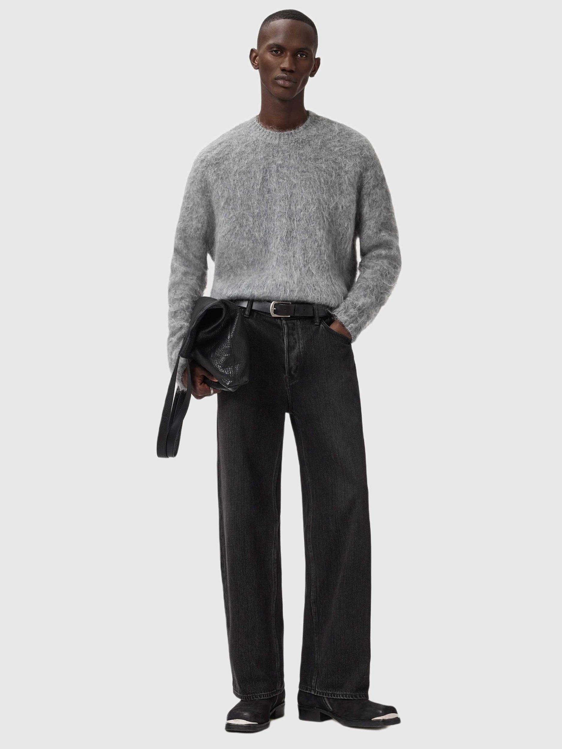 Product image 6 of 8, which shows AllSaints Coby Wool Mohair Blend Knit Jumper, Grey Marl, XL