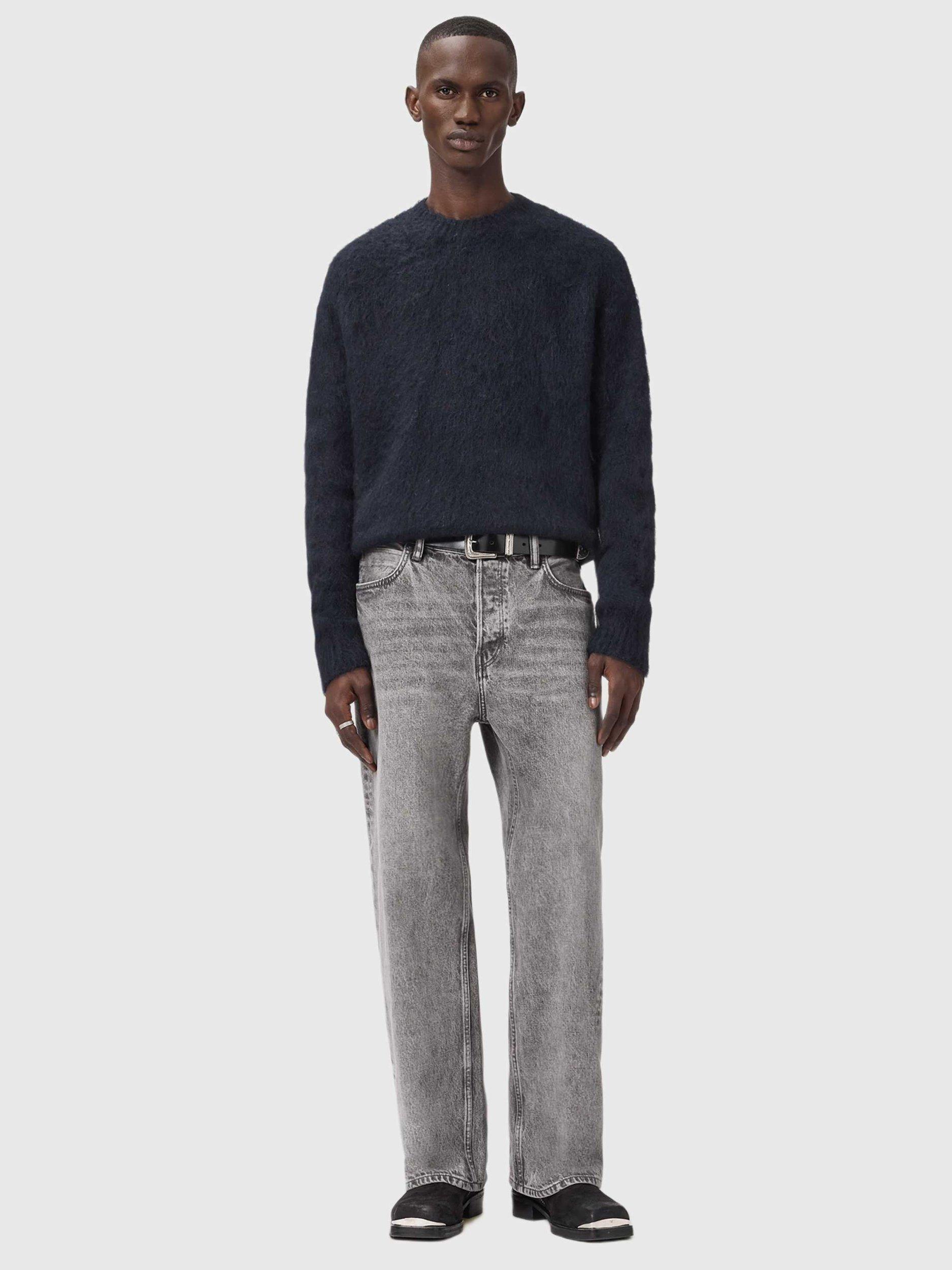 Product image 3 of 8, which shows AllSaints Coby Wool Mohair Blend Knit Jumper, Blue Ink, XS