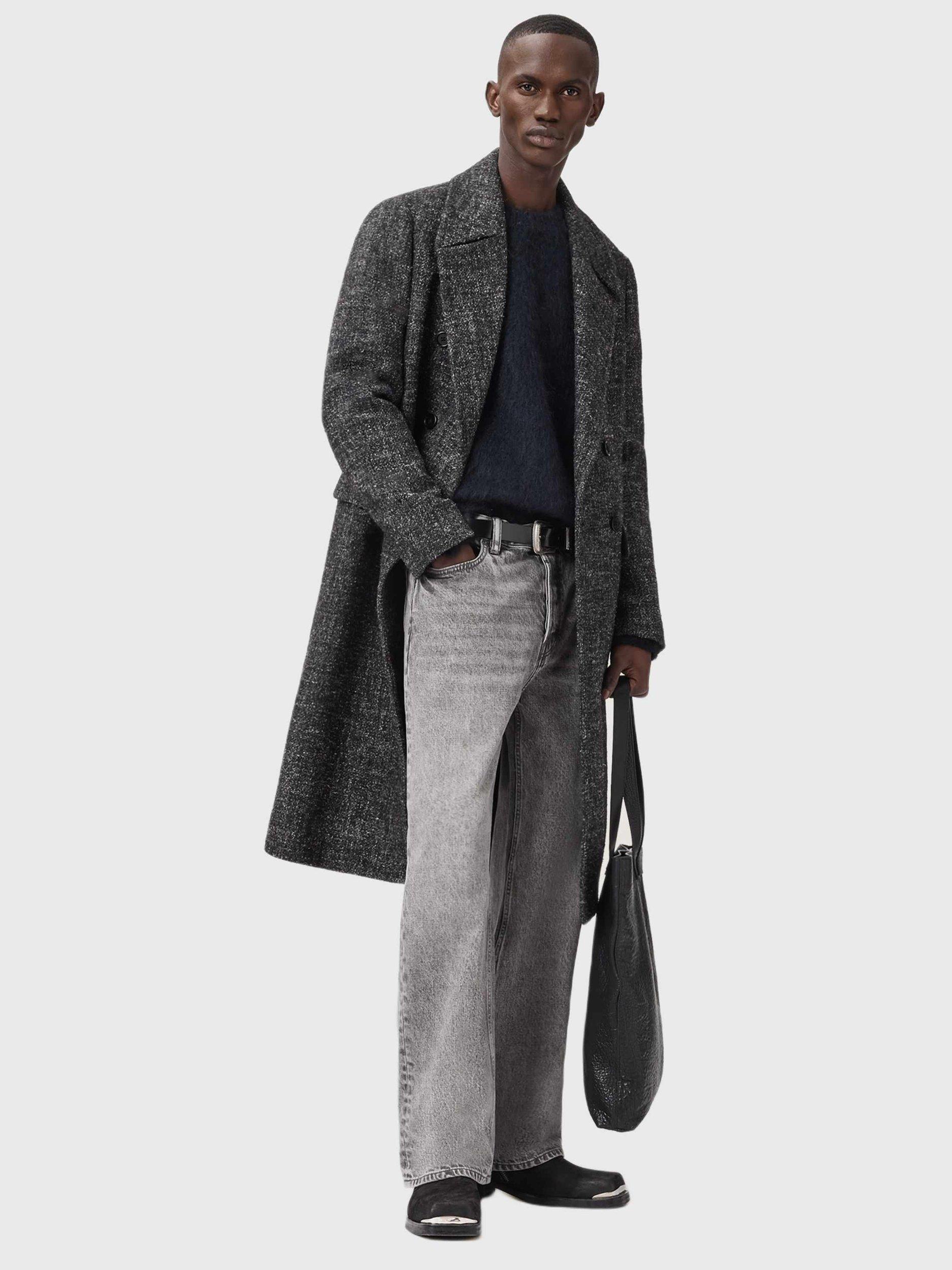 Product image 6 of 8, which shows AllSaints Coby Wool Mohair Blend Knit Jumper, Blue Ink, XS