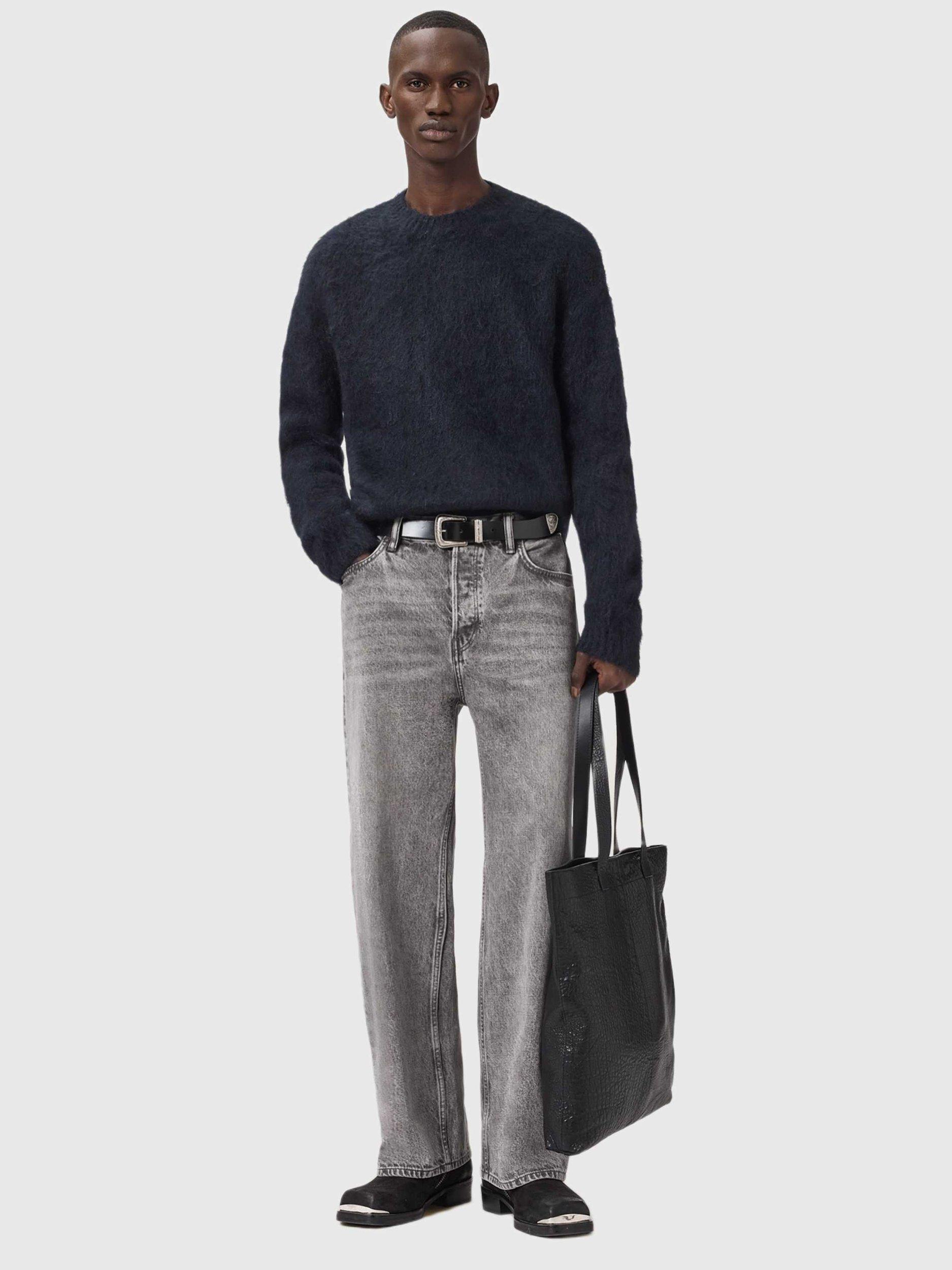 Product image 8 of 8, which shows AllSaints Coby Wool Mohair Blend Knit Jumper, Blue Ink, XS