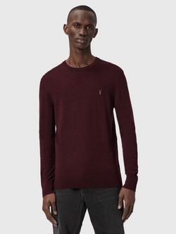 AllSaints Mode Merino Crew Neck Jumper, Green Mid, Bronzed Red