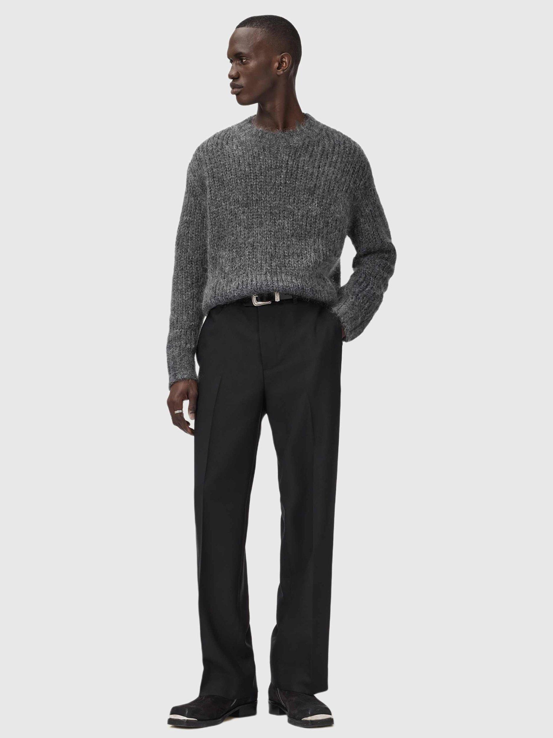 Product image 3 of 8, which shows AllSaints Myles Wool Mohair Blend Oversized Jumper, Grey Charcoal, M
