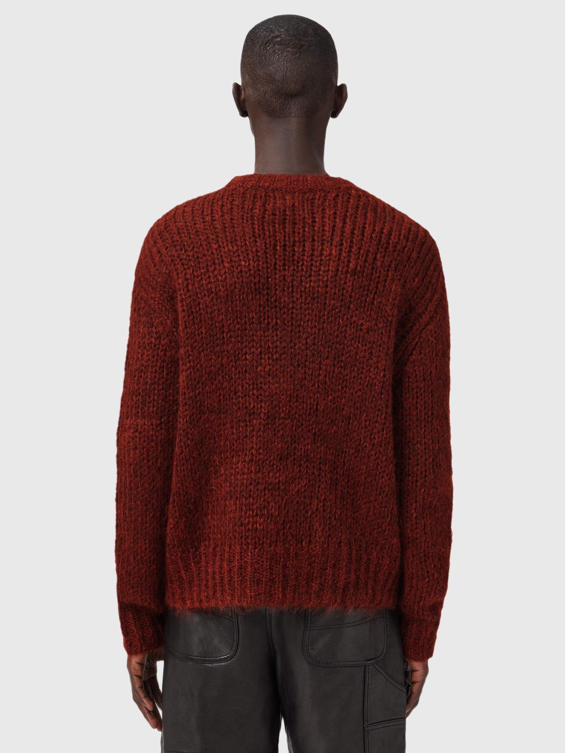 Product image 2 of 8, which shows AllSaints Myles Wool Mohair Blend Oversized Jumper, Rust Red, M