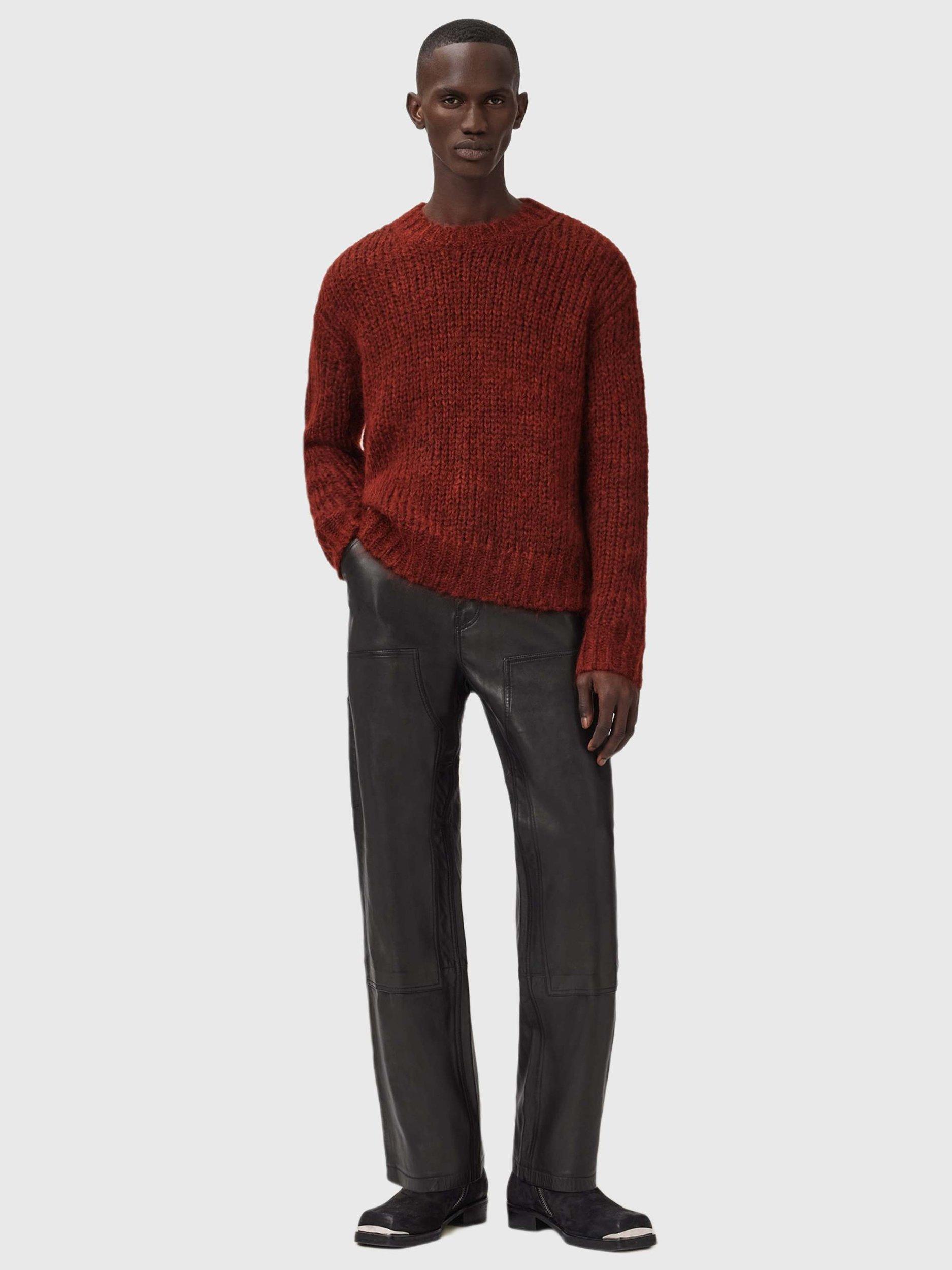 Product image 3 of 8, which shows AllSaints Myles Wool Mohair Blend Oversized Jumper, Rust Red, M
