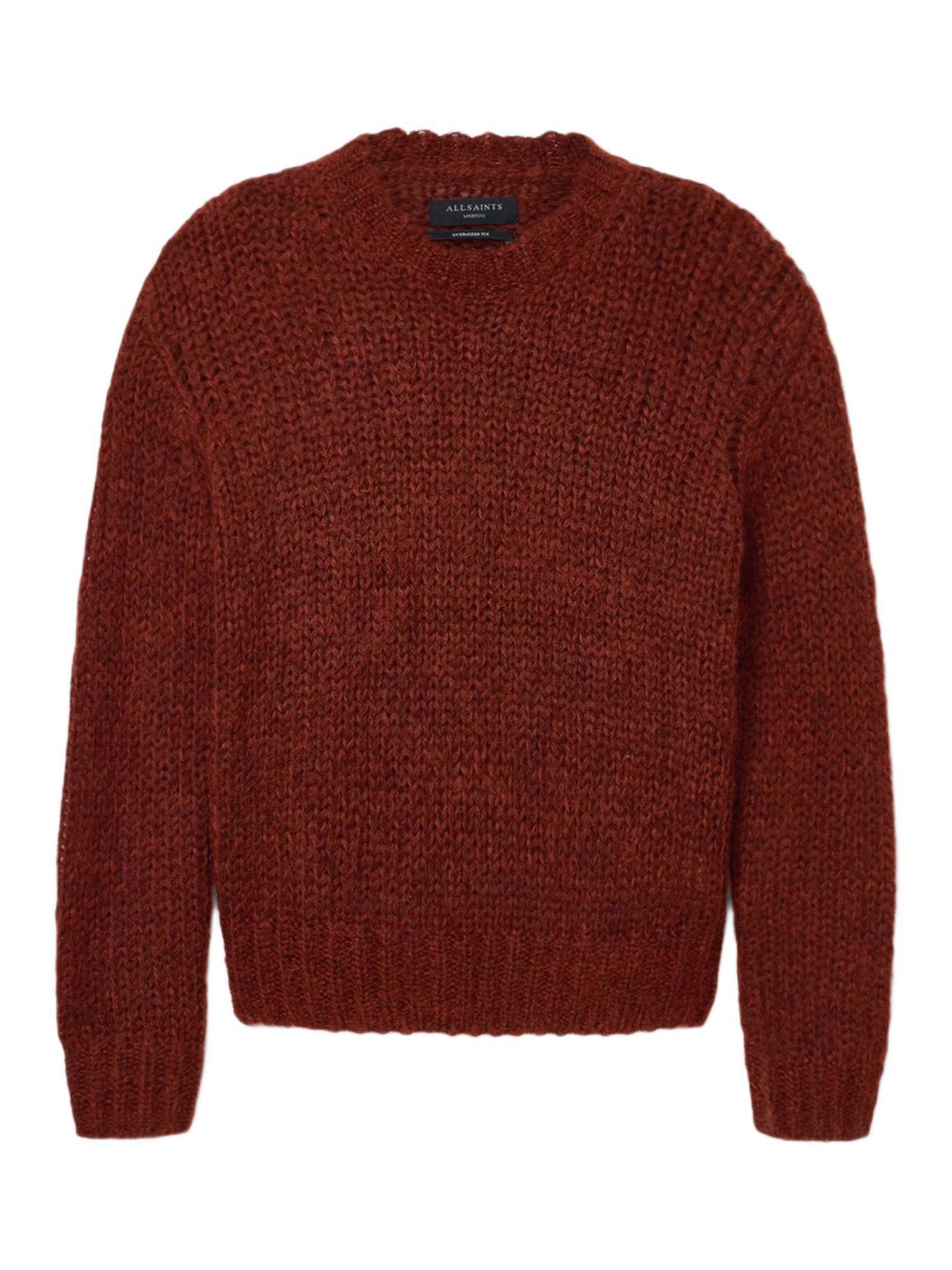 Product image 4 of 8, which shows AllSaints Myles Wool Mohair Blend Oversized Jumper, Rust Red, M