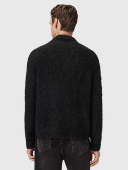 AllSaints Sonny Alpaca Wool Blend Long Sleeve Knit Polo Shirt - view 2, Black