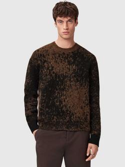 AllSaints Storm Wool Blend Relaxed Crew Neck Jumper, Brown/Multi, Brown/Multi