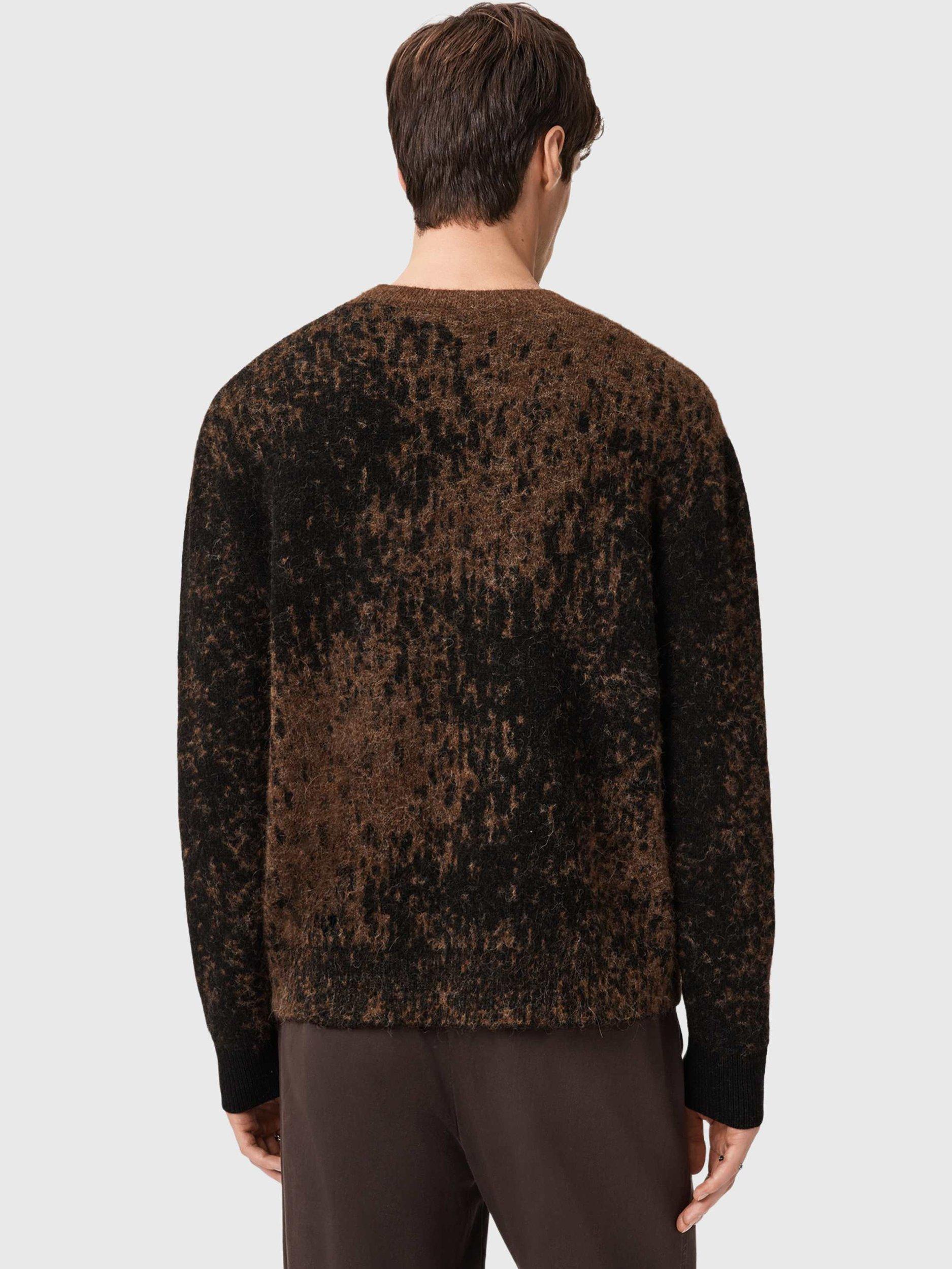 Product image 2 of 5, which shows AllSaints Storm Wool Blend Relaxed Crew Neck Jumper, Brown/Multi, L