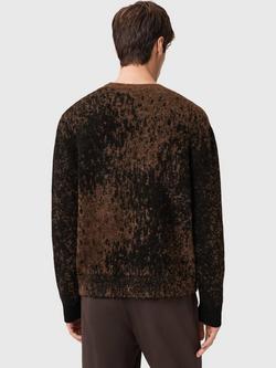 AllSaints Storm Wool Blend Relaxed Crew Neck Jumper, Brown/Multi - view 2, Brown/Multi