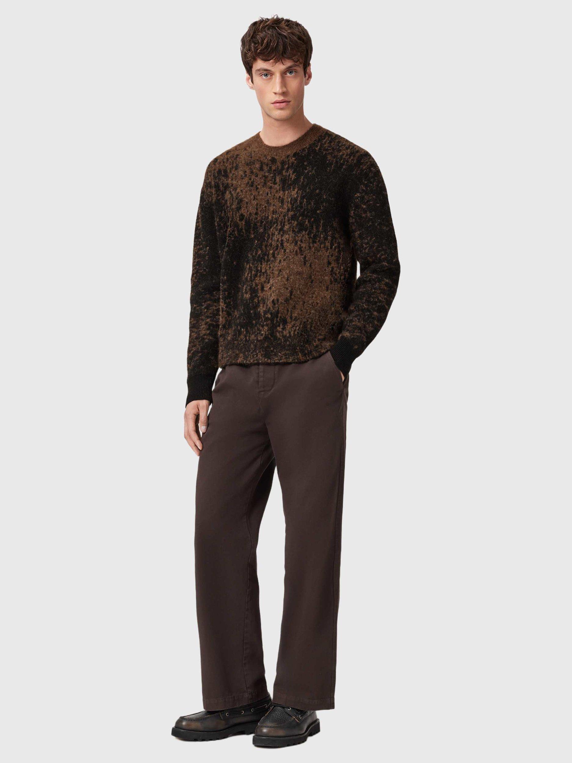 Product image 3 of 5, which shows AllSaints Storm Wool Blend Relaxed Crew Neck Jumper, Brown/Multi, L