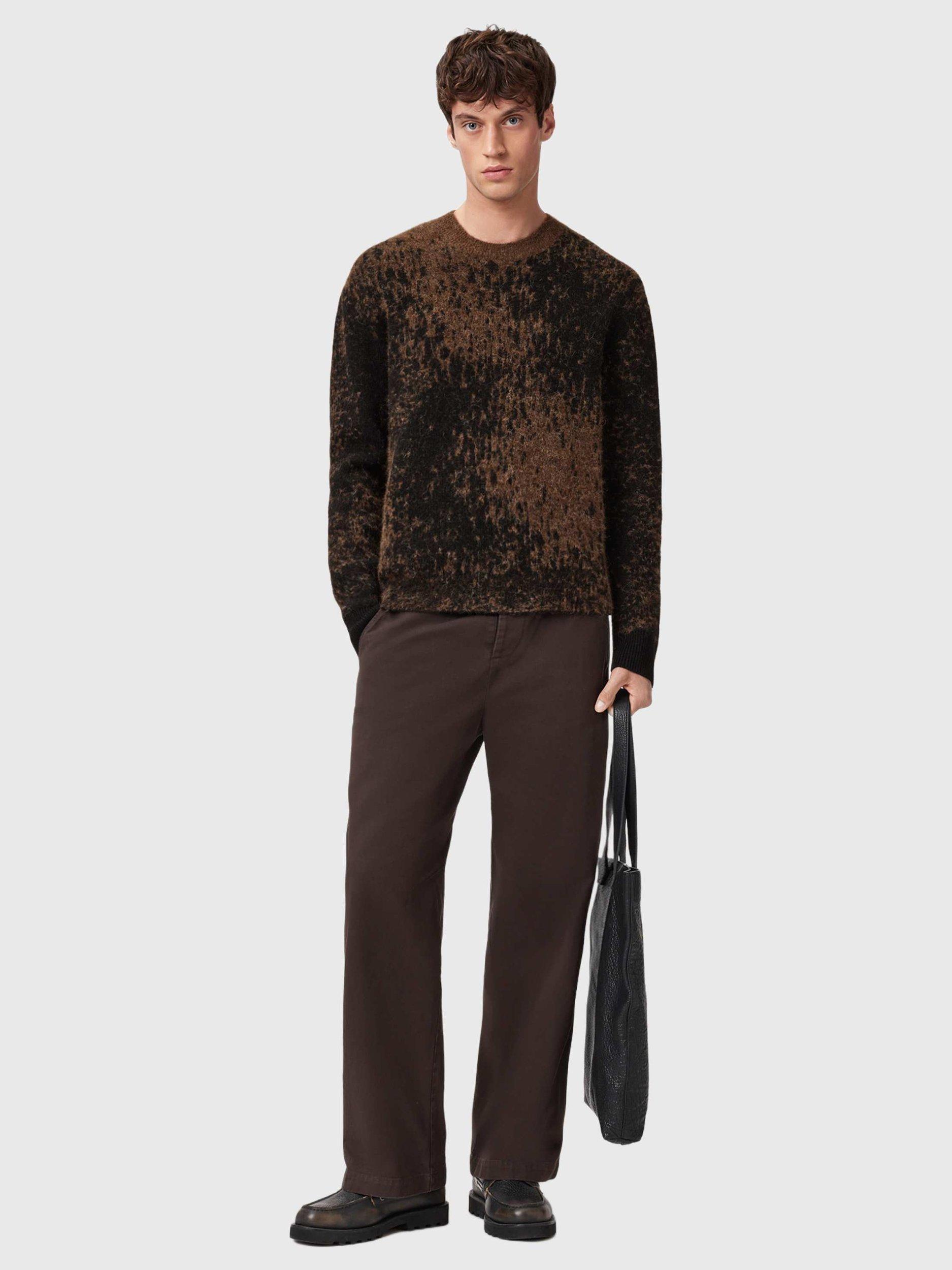 Product image 5 of 5, which shows AllSaints Storm Wool Blend Relaxed Crew Neck Jumper, Brown/Multi, L